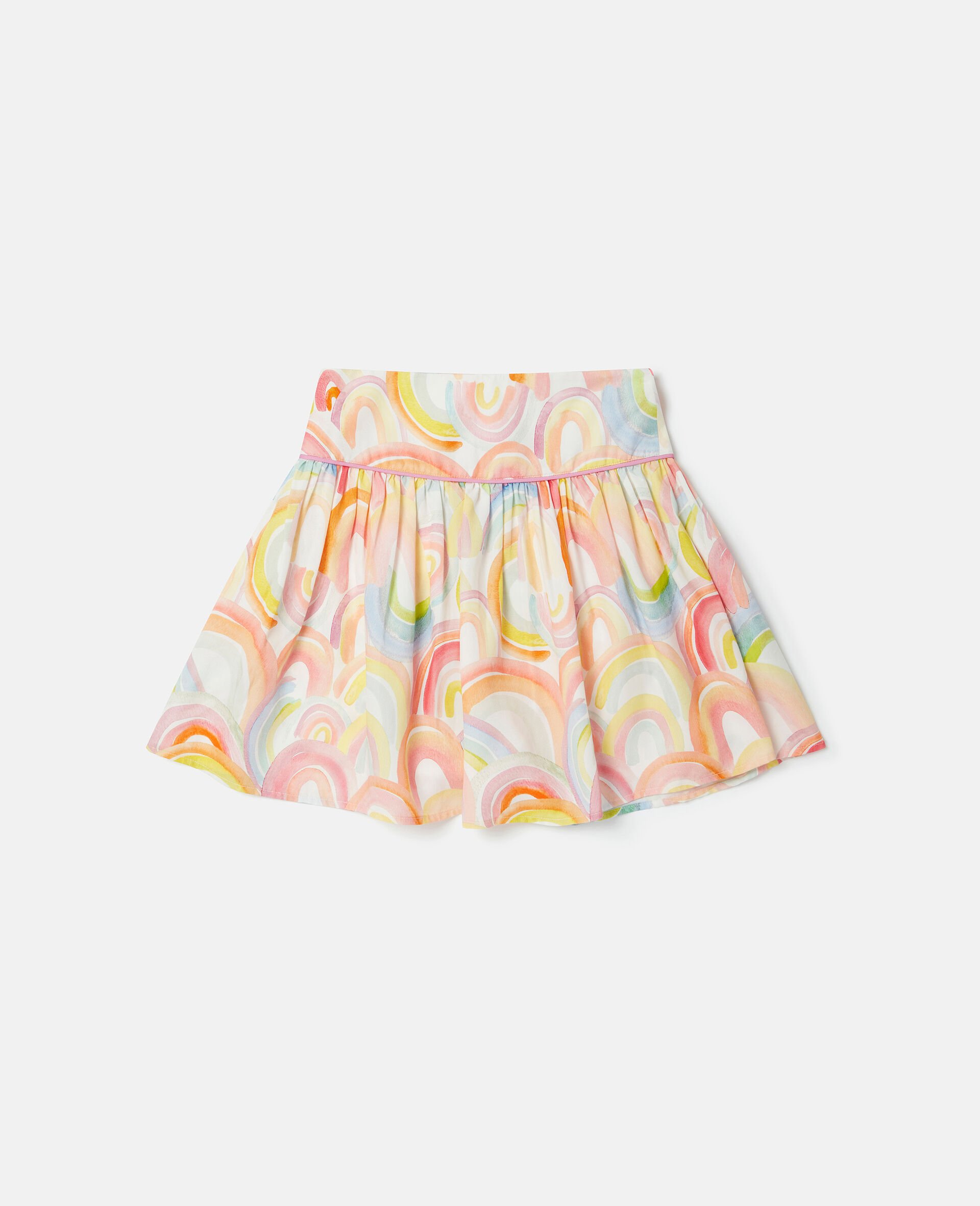 Watercolour Rainbow Print Skater Skirt-Multicoloured-model Watercolour Rainbow Print Skater Skirt-Multicoloured-model