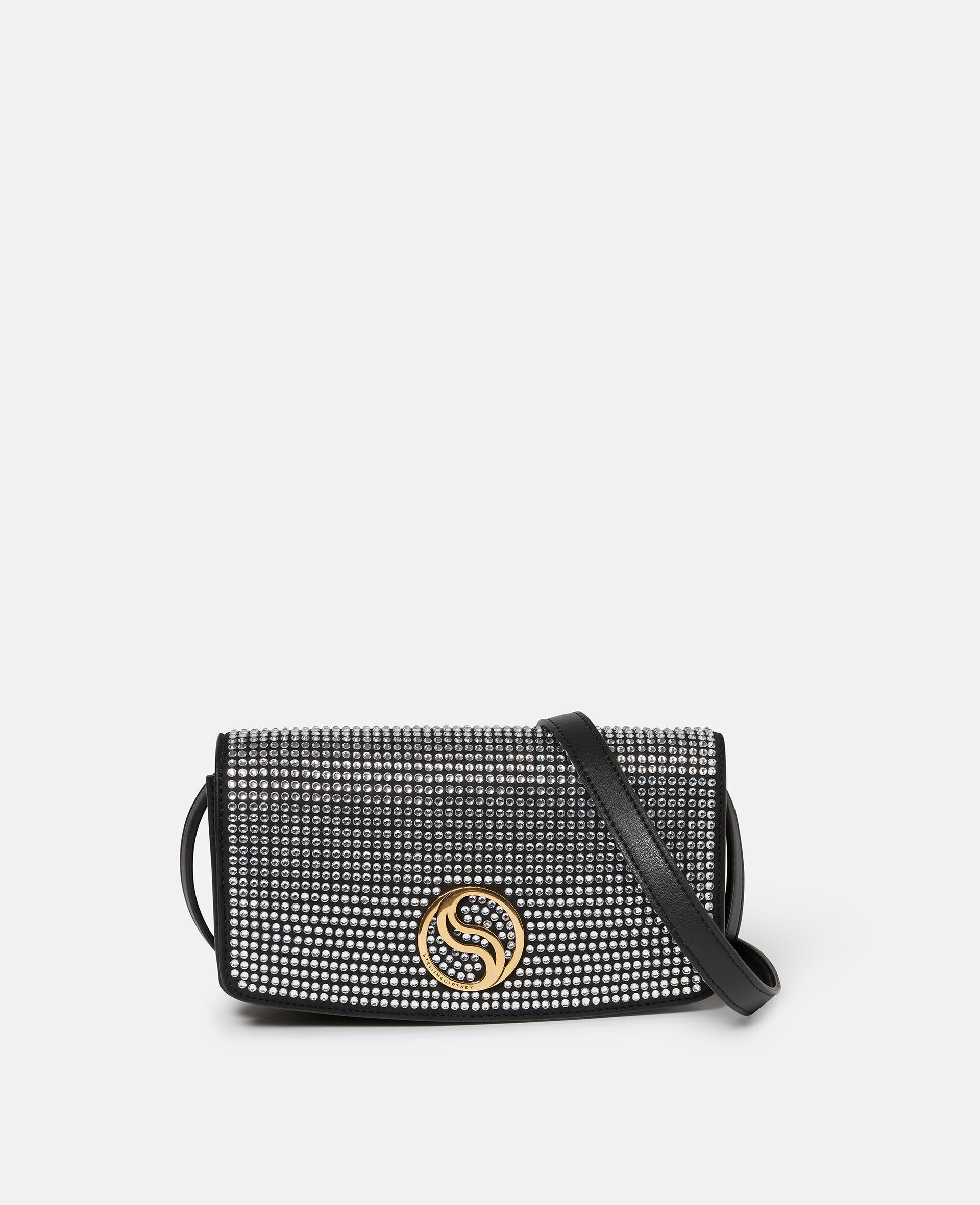 S Wave Brieftasche mit Hotfix Kristallen und Gurt-Schwarz-large image number 0