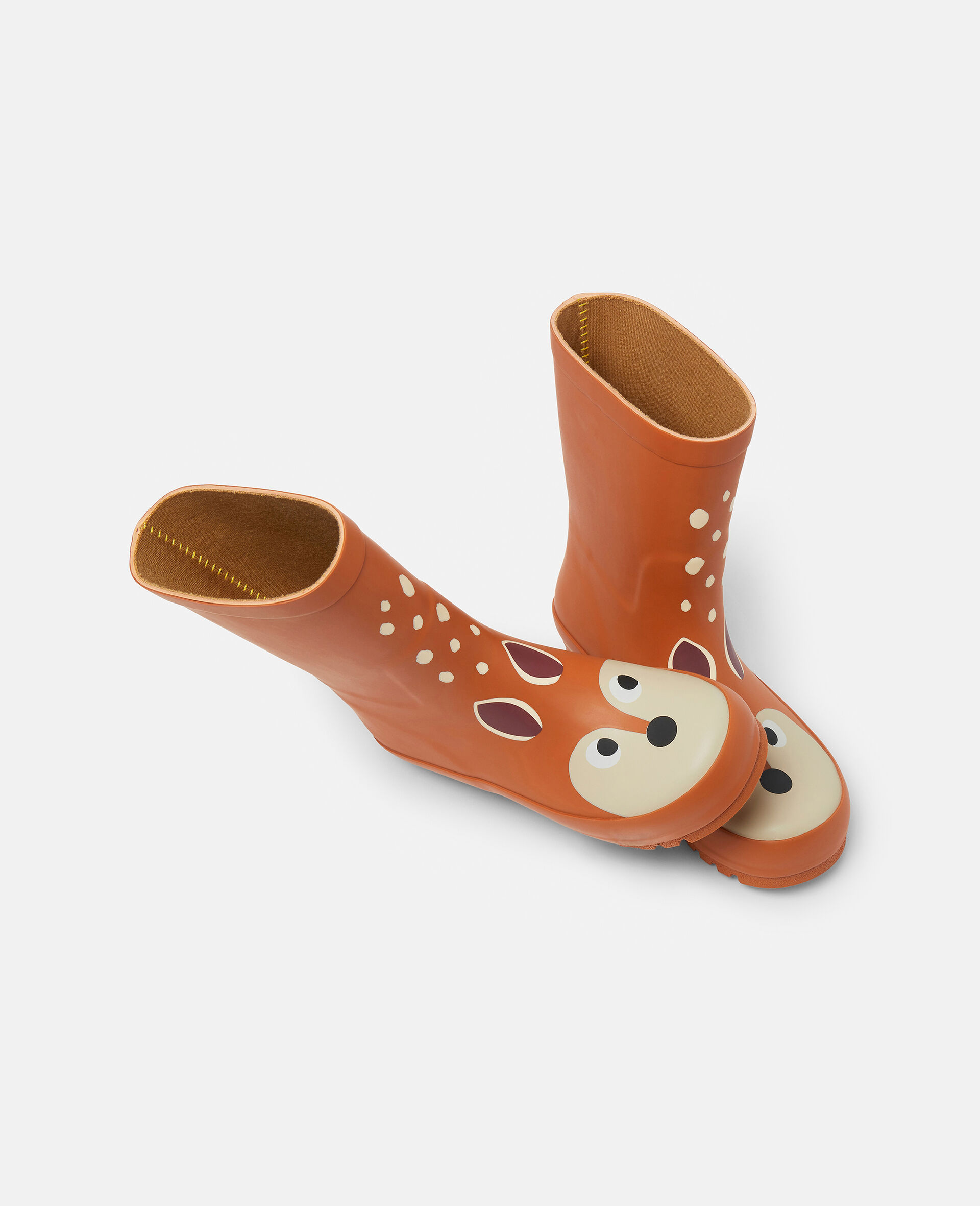 Deer Print Rubber Rain Boots-Orange-large image number 3