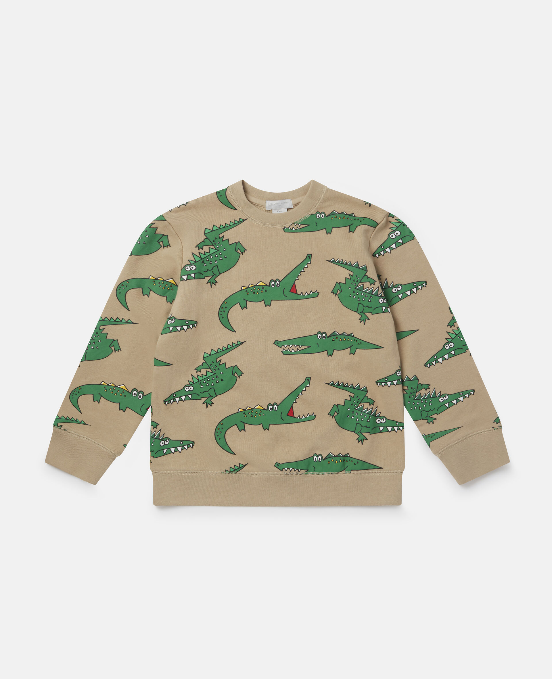 Crocodile All Over Print Cotton Sweatshirt-Beige-large