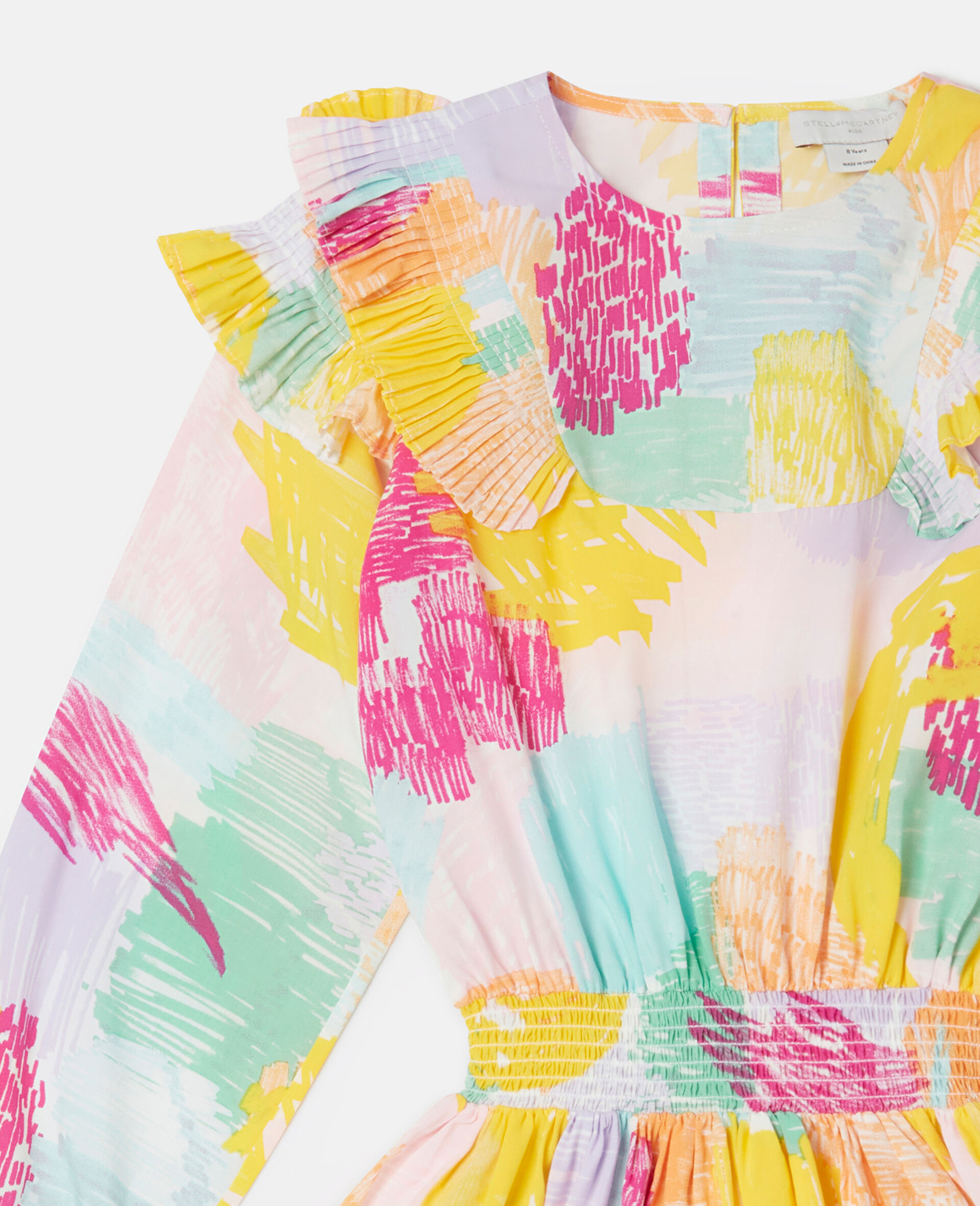 Abstract Doodle Print Ruffle Skater Dress-Multicolour-large image number 1