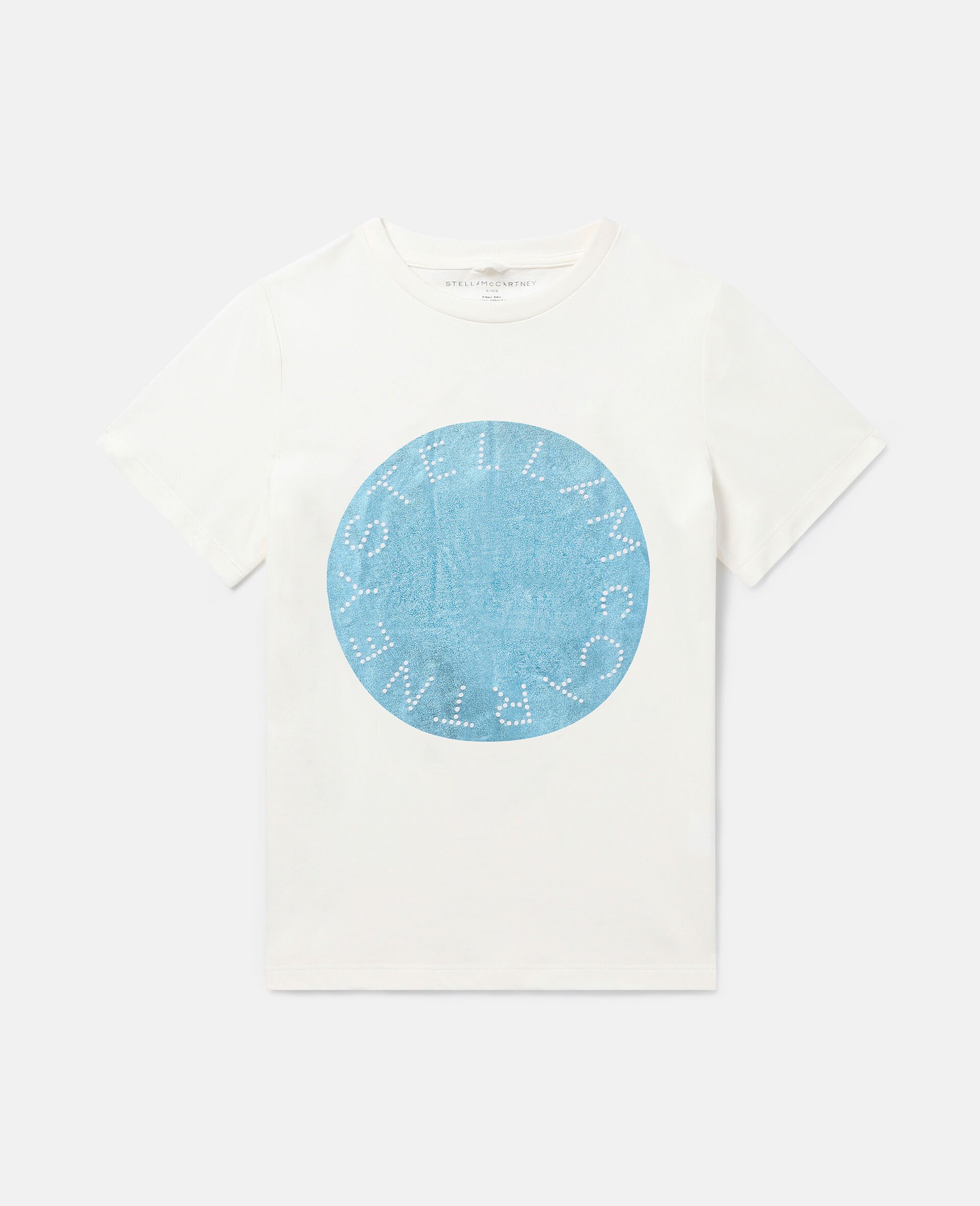 T-shirt con disco con logo metallico-Cream-large image number 0