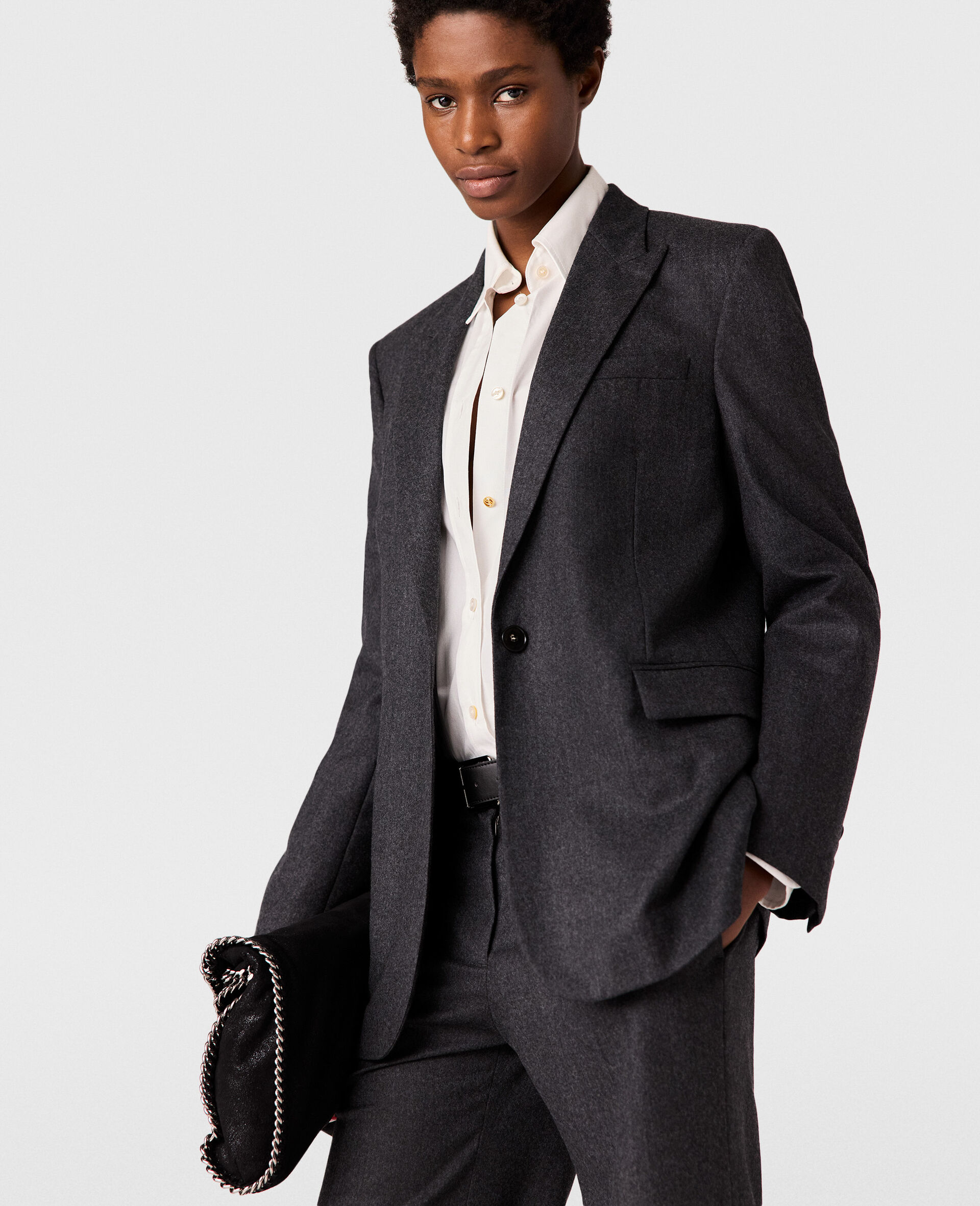 Einreihiger Blazer-Grau-medium