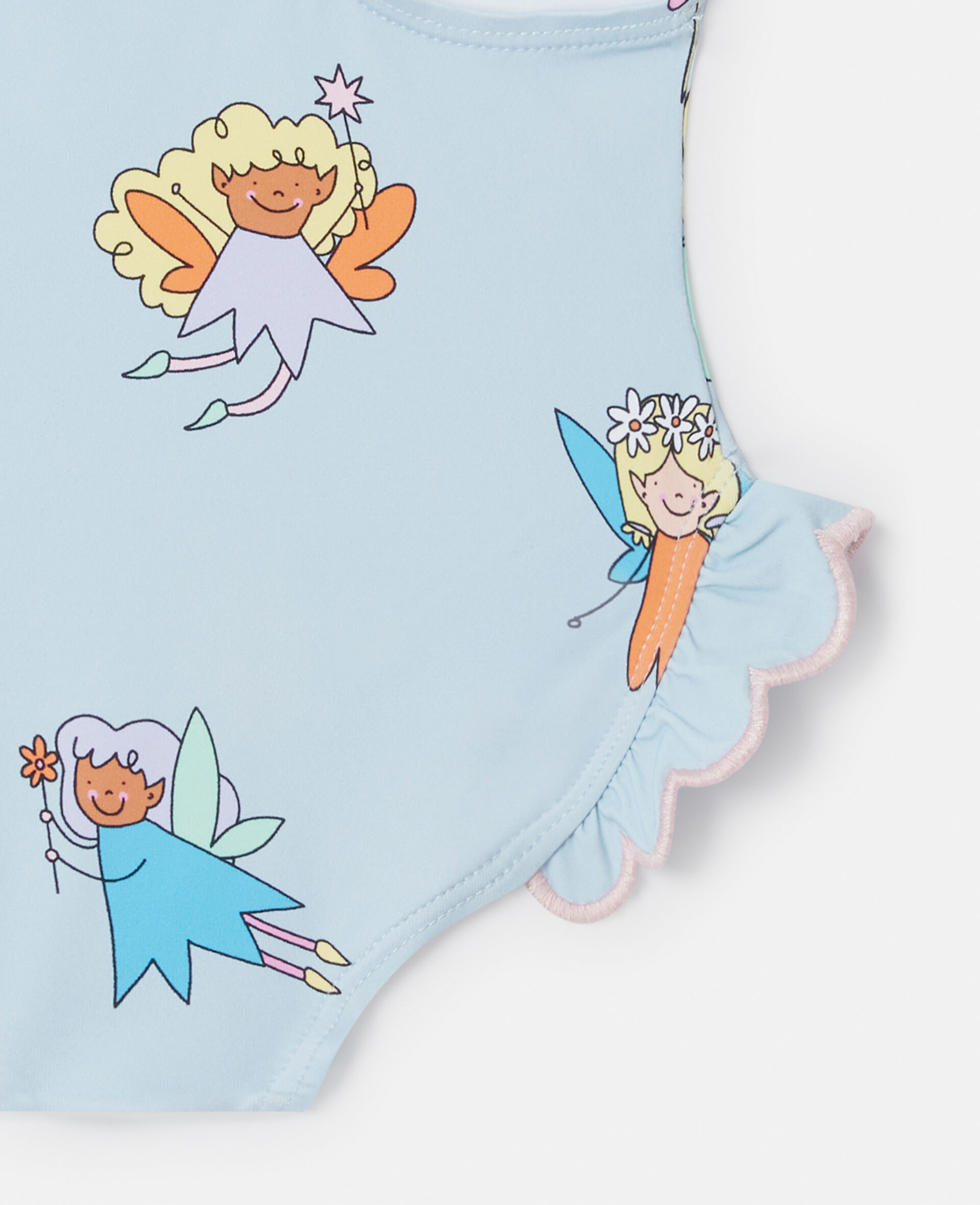 Fairies Print Frilled Swimsuit -Blue-large image number 3