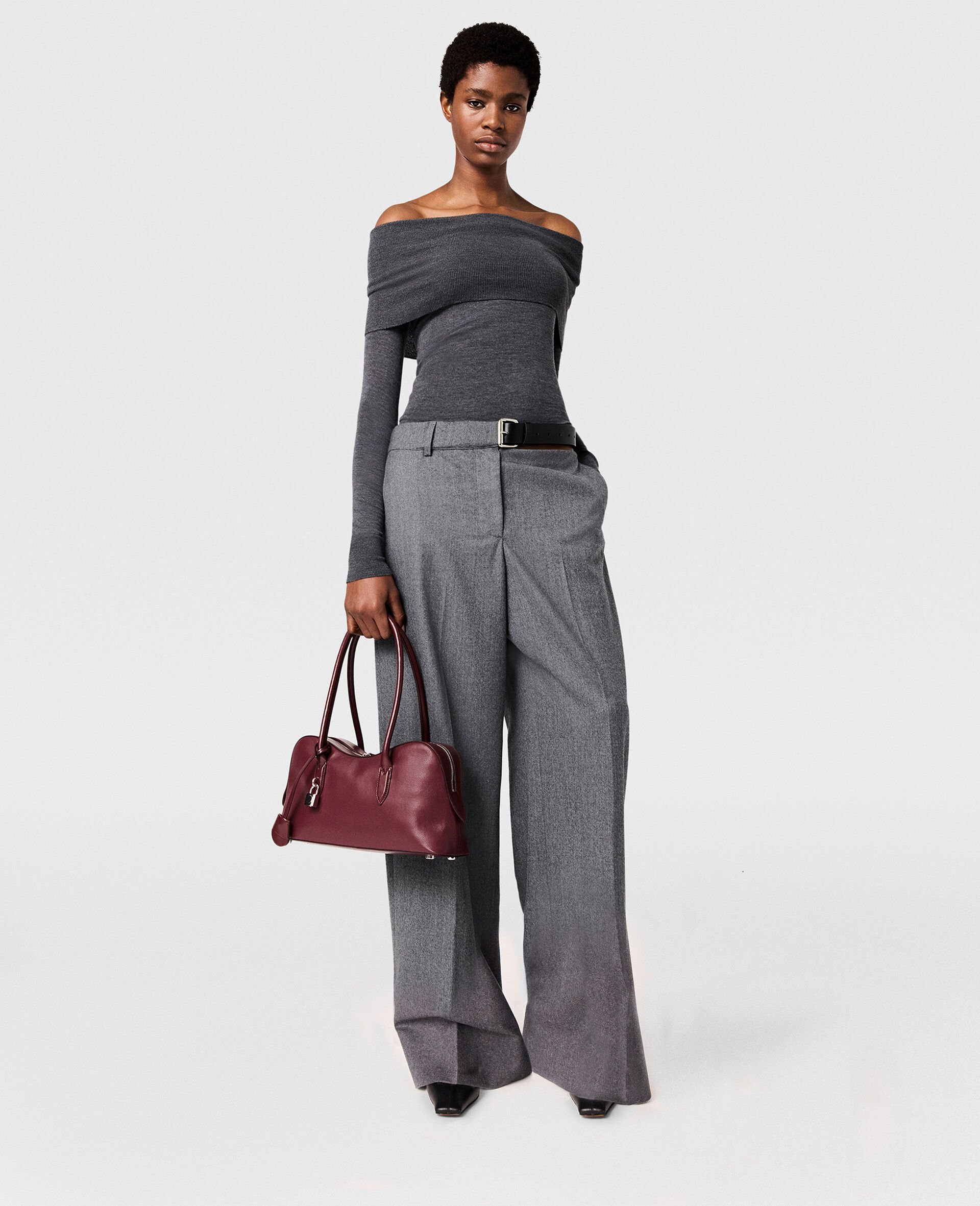 Off-Shoulder Long-Sleeve Jumper-Grey-large image number 4