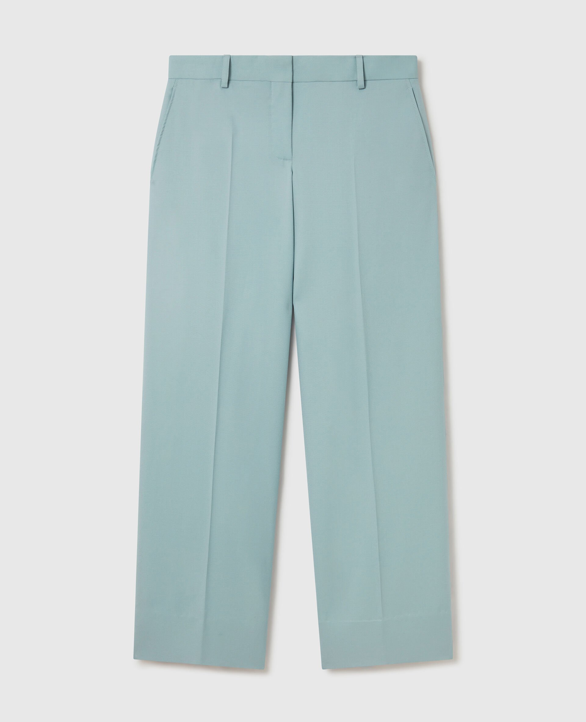 Pleated Straight-Leg Trousers-Blue-medium