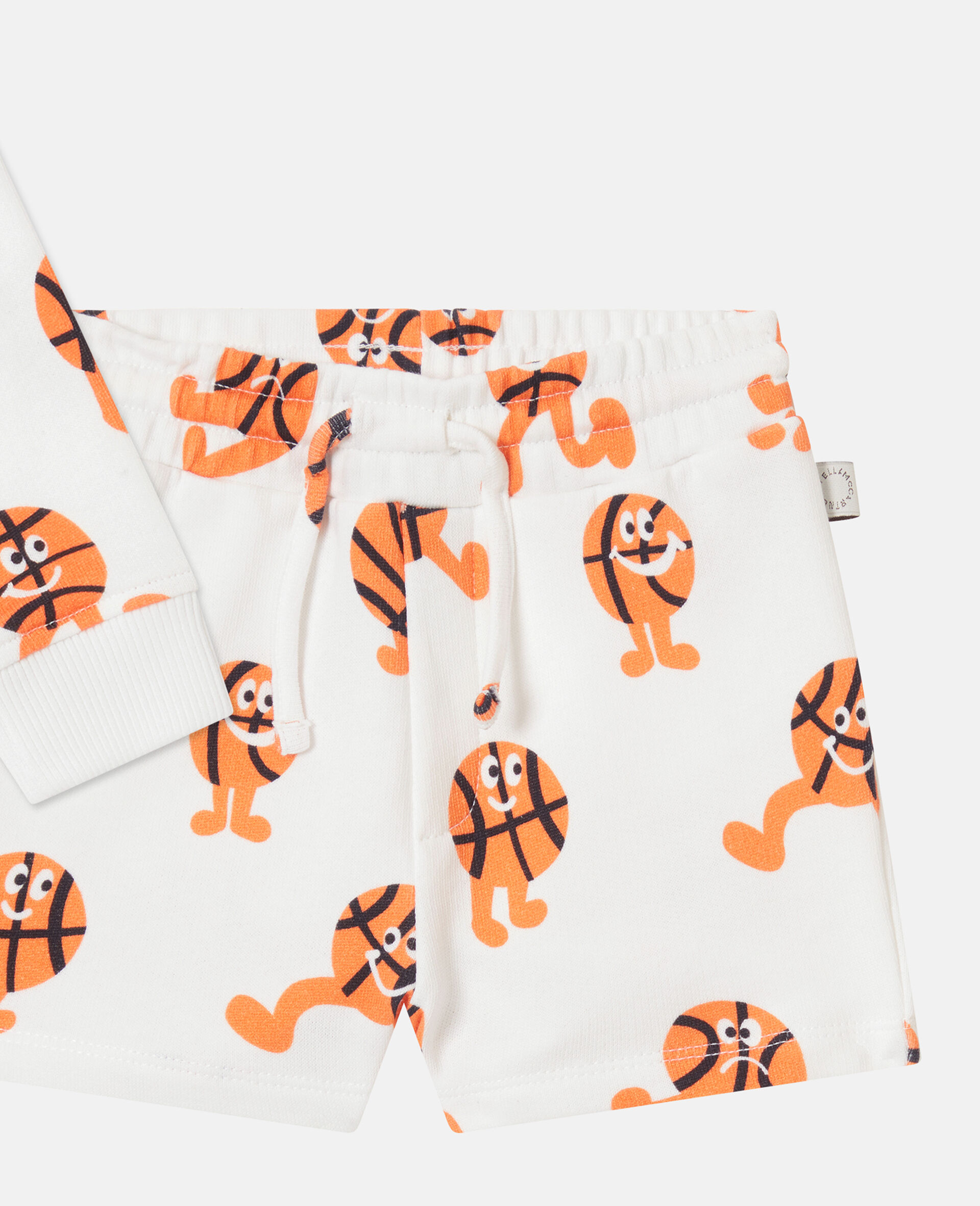 Basketball Print Sweatshirt and Jogger Set-White-large image number 3