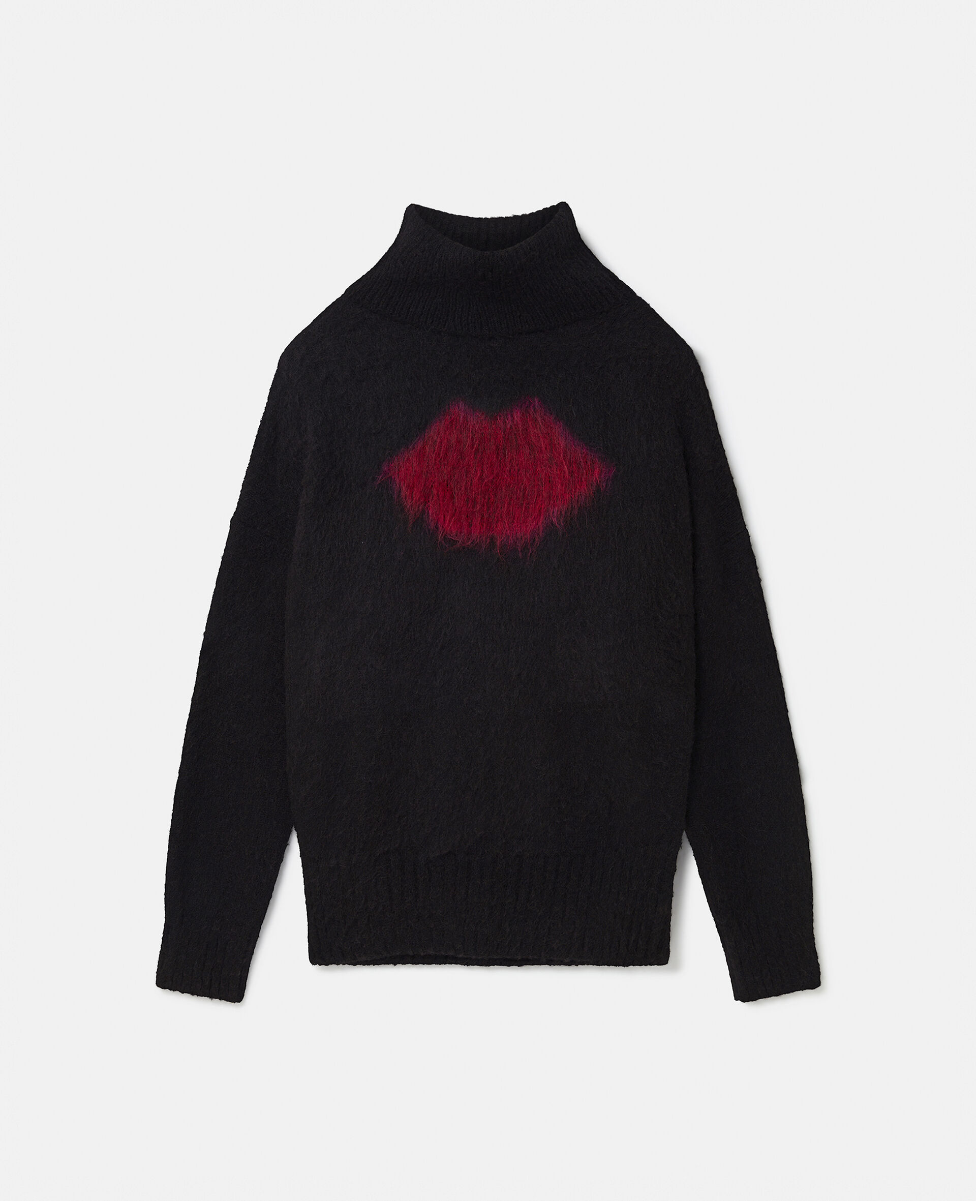 Lips Graphic Long-Sleeve Turtleneck Jumper-Black-large image number 0