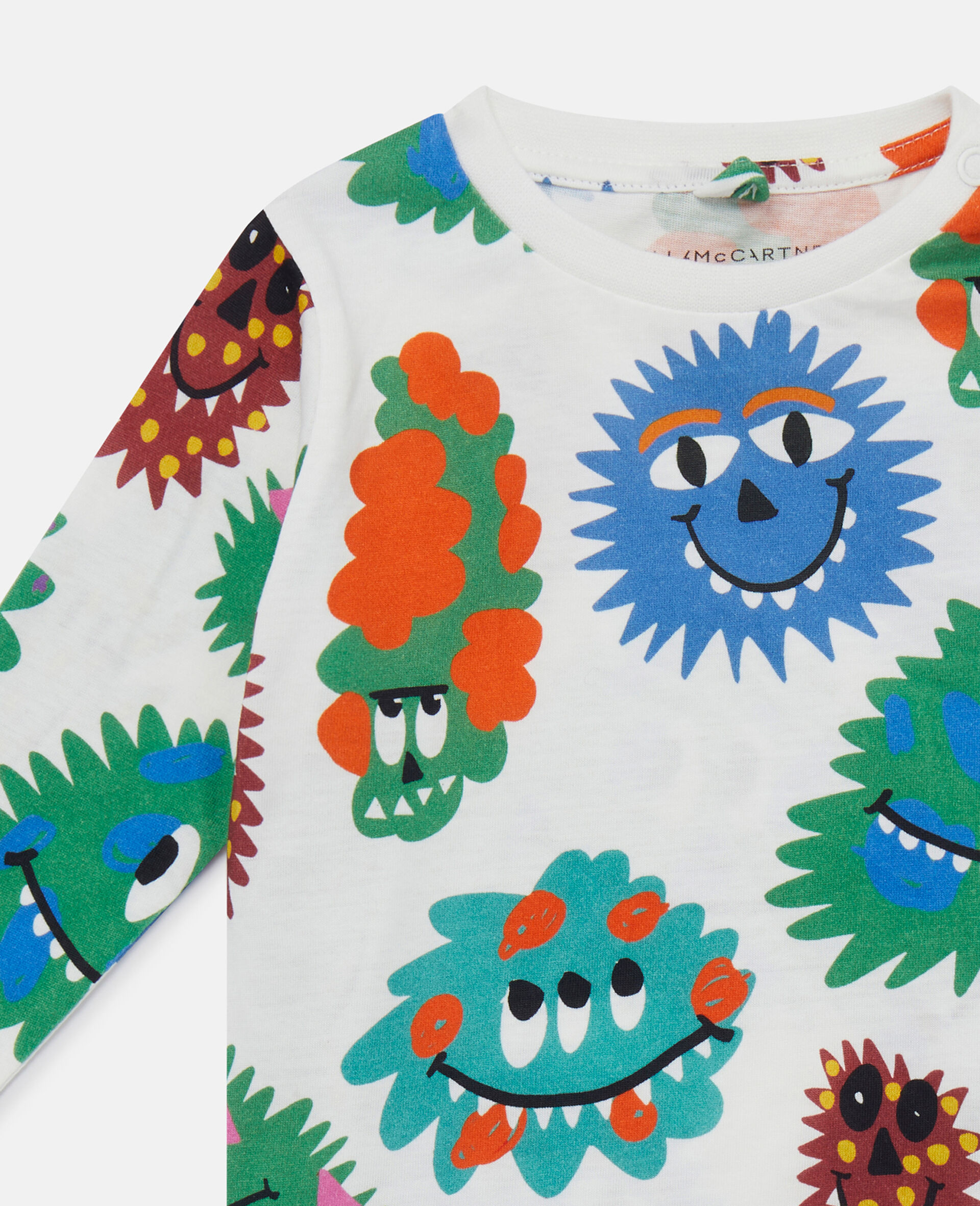 Monster Print Long Sleeve T-Shirt-Blue-large image number 1