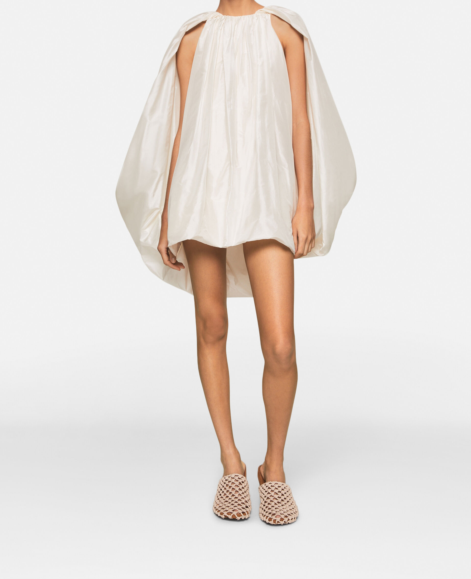 Sleeveless Cape Mini Dress-White-large image number 1