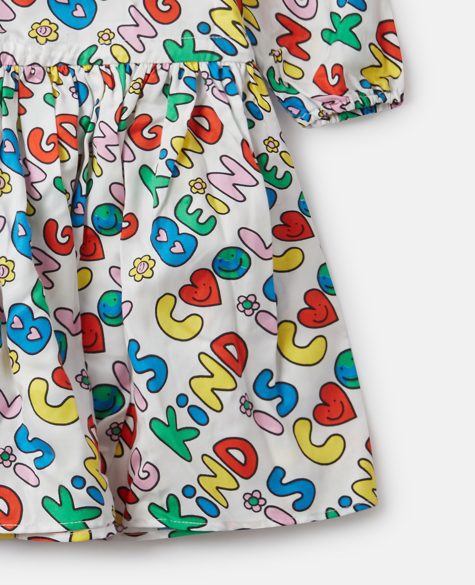 Earth Friends Text Print Long-Sleeve Dress-White-large image number 3