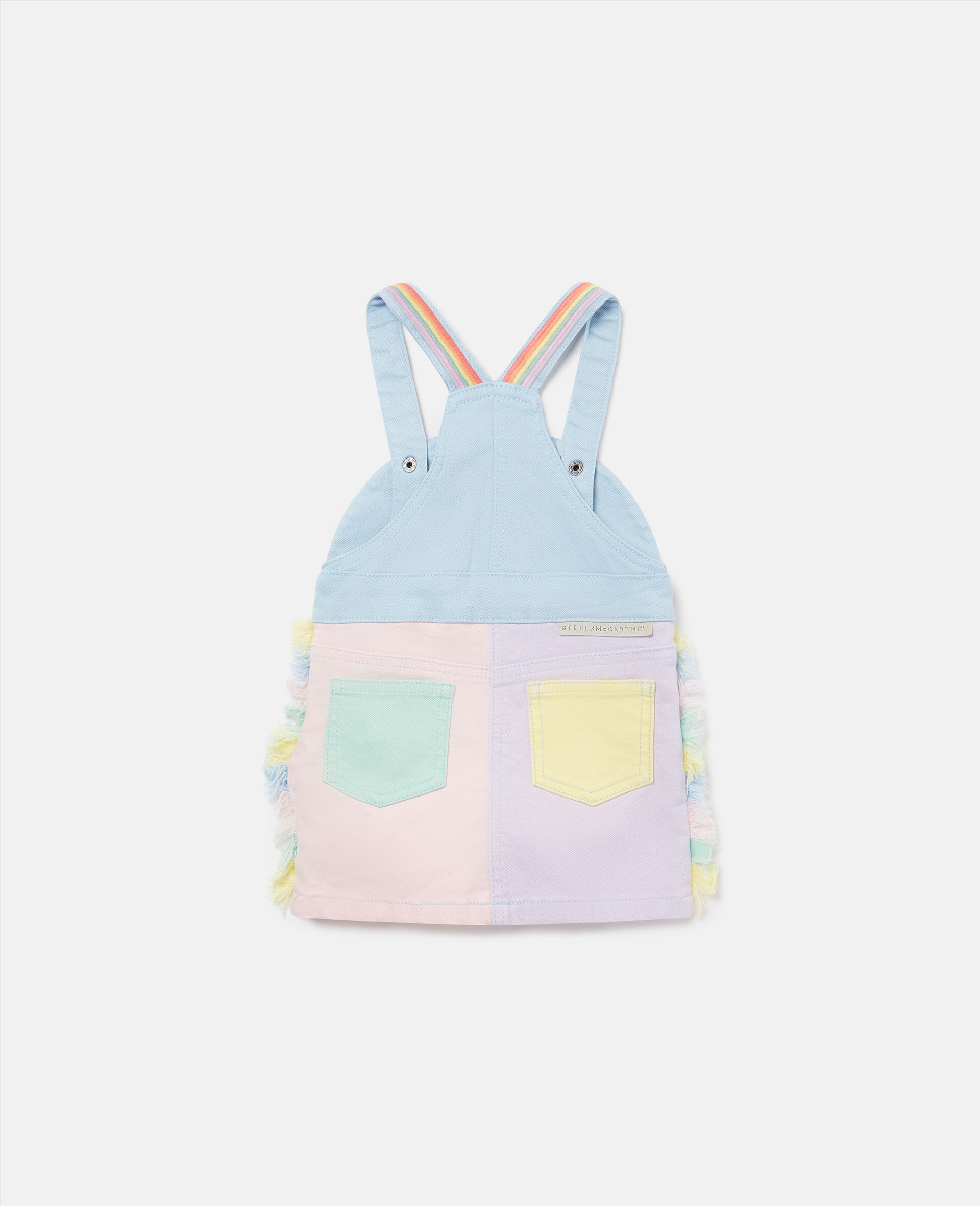 Rainbow Patchwork Dungaree Dress-Blue-large Rainbow Patchwork Dungaree Dress-Blue-large image number 2