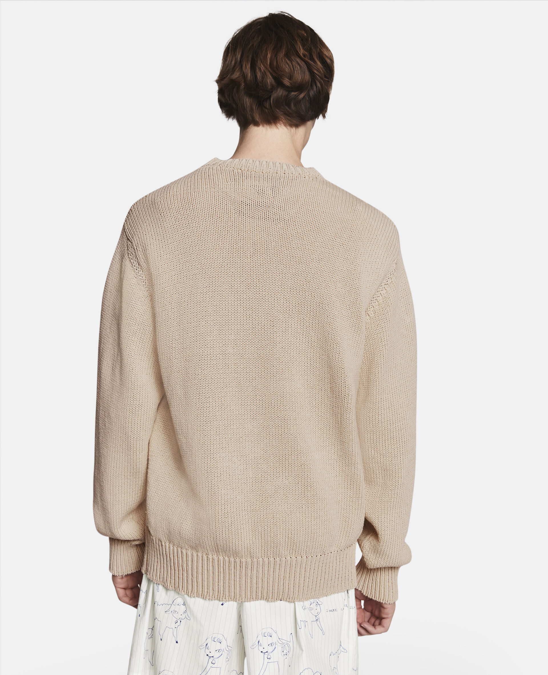 Maglione in cotone con ricamo Little Black Bunny-Beige-large image number 3