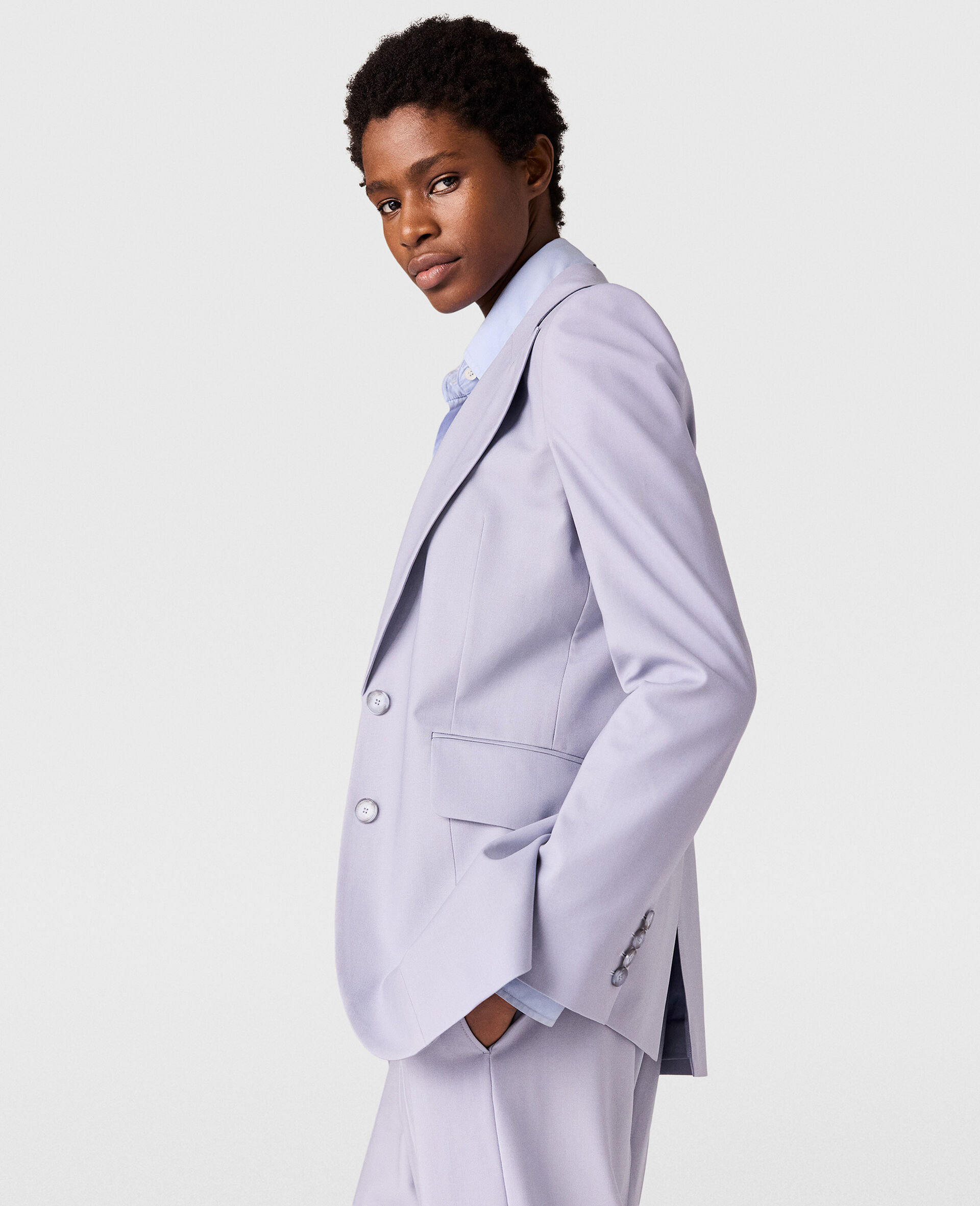 Einreihiger Blazer mit Spitze und Revers-Blau-large image number 2