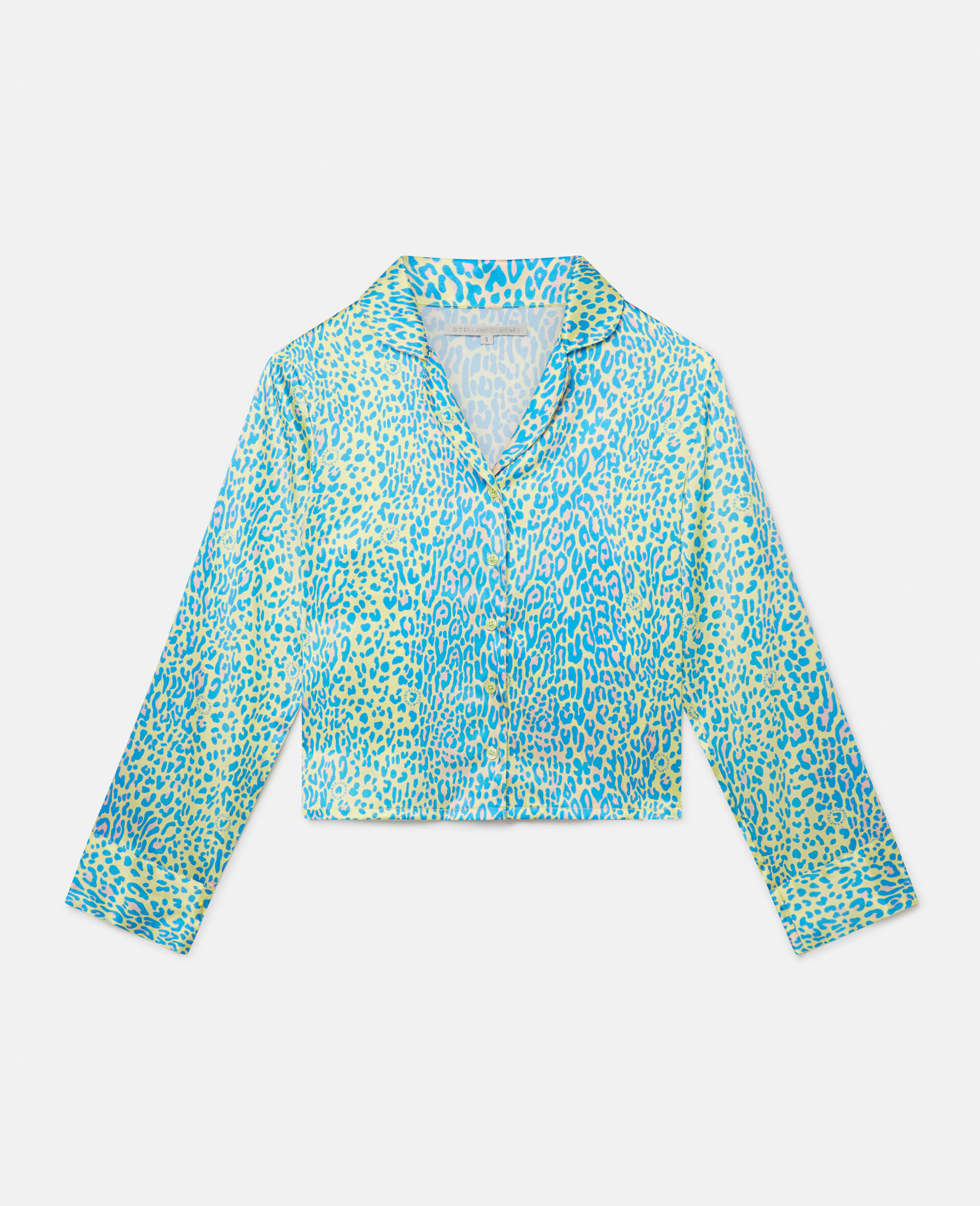 Leopard Print Cropped Shirt-Grey-large image number 0