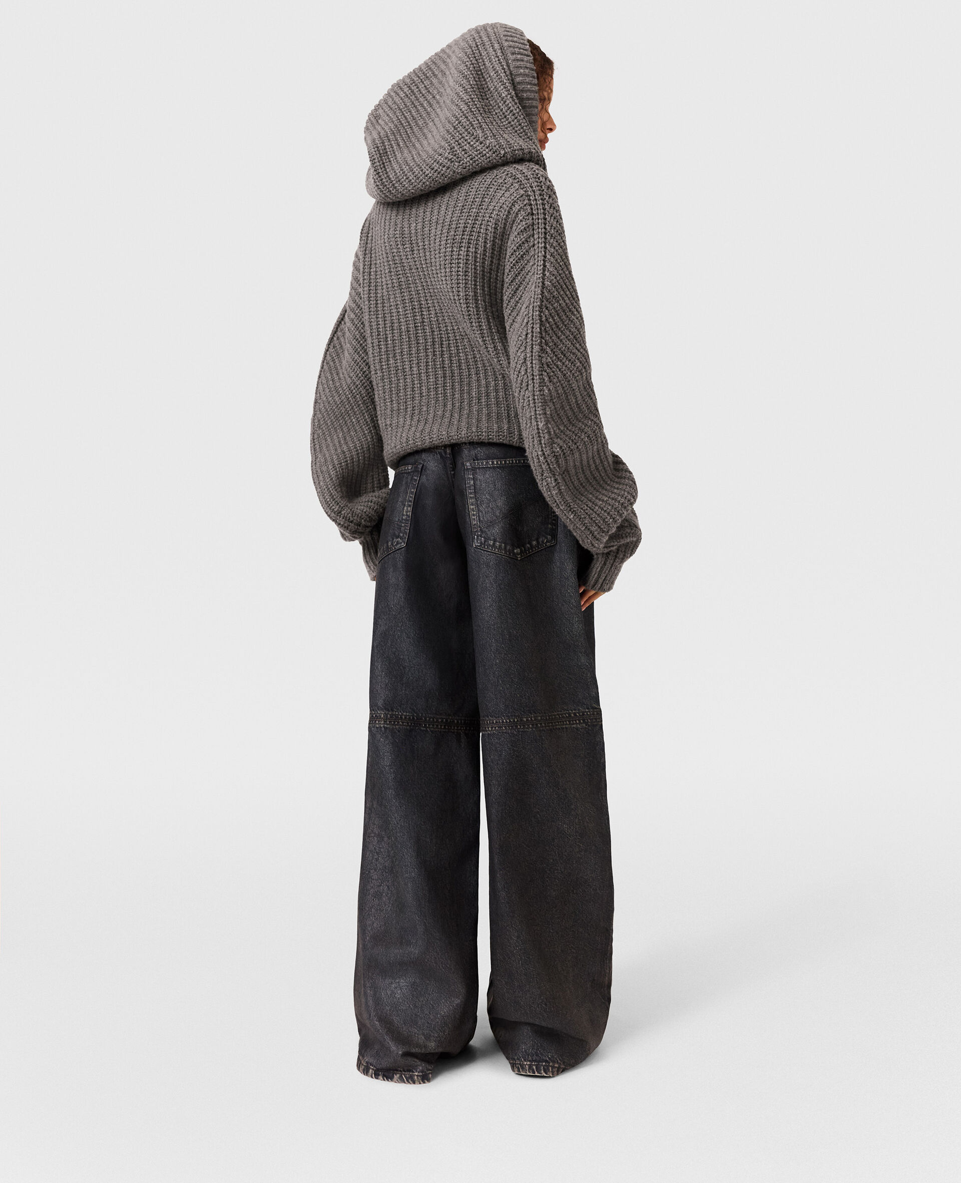 Waxed-Finish Straight-Leg Denim Jeans-Blue-large image number 3