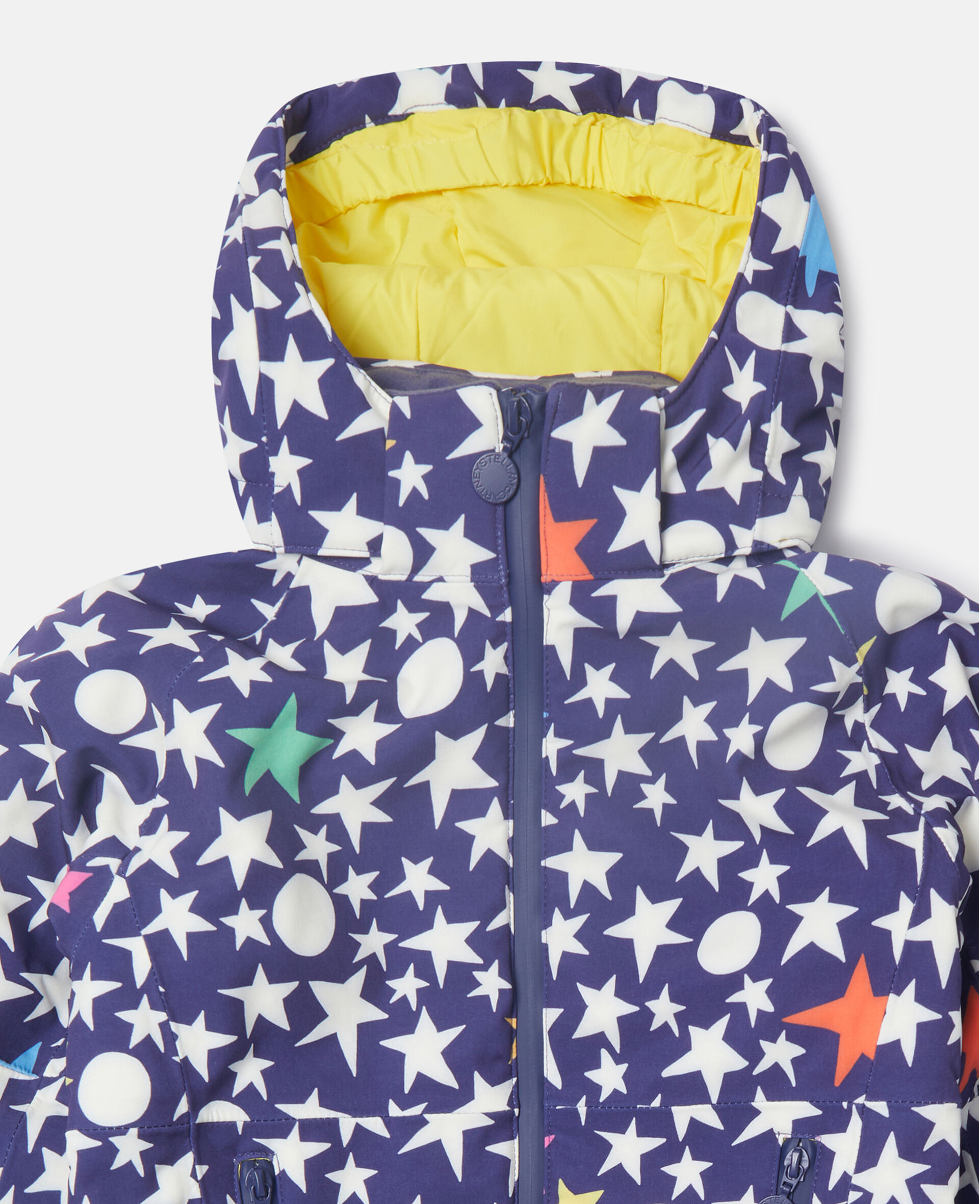 Star Print Hoodied Ski Jacket-Blue-medium