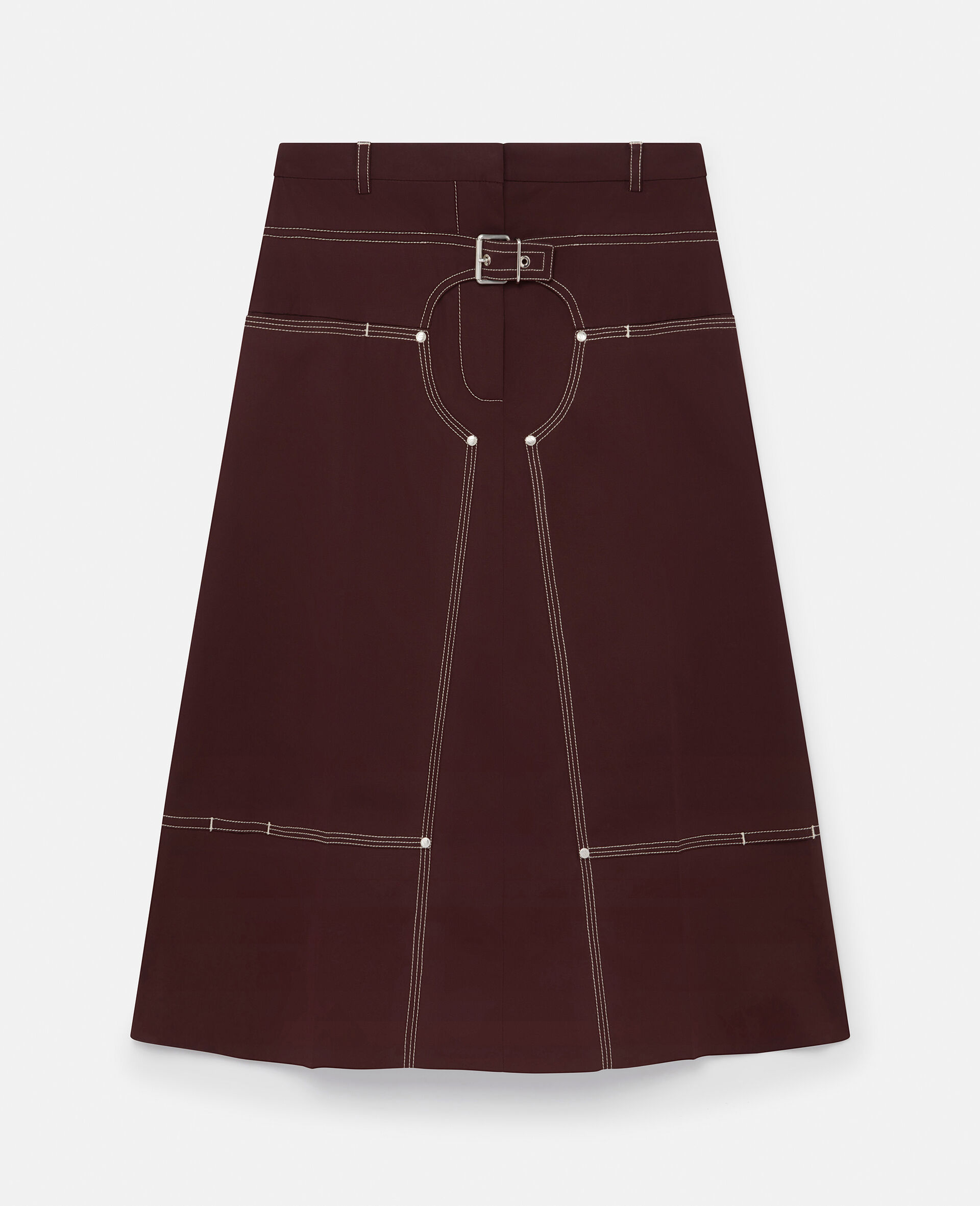 Cotton Twill A-Line Midi Skirt-Purple-large image number 0