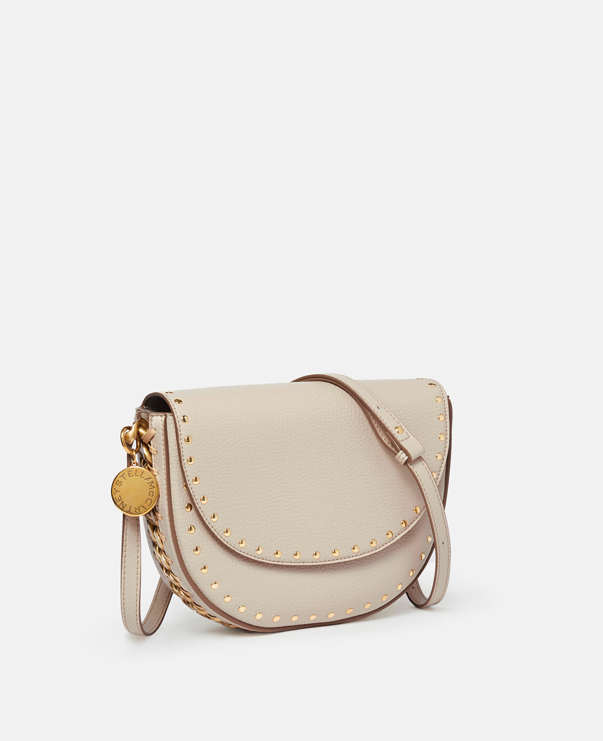 Frayme Studded Grainy Alter Mat Medium Flap Shoulder Bag-Brown-large image number 2