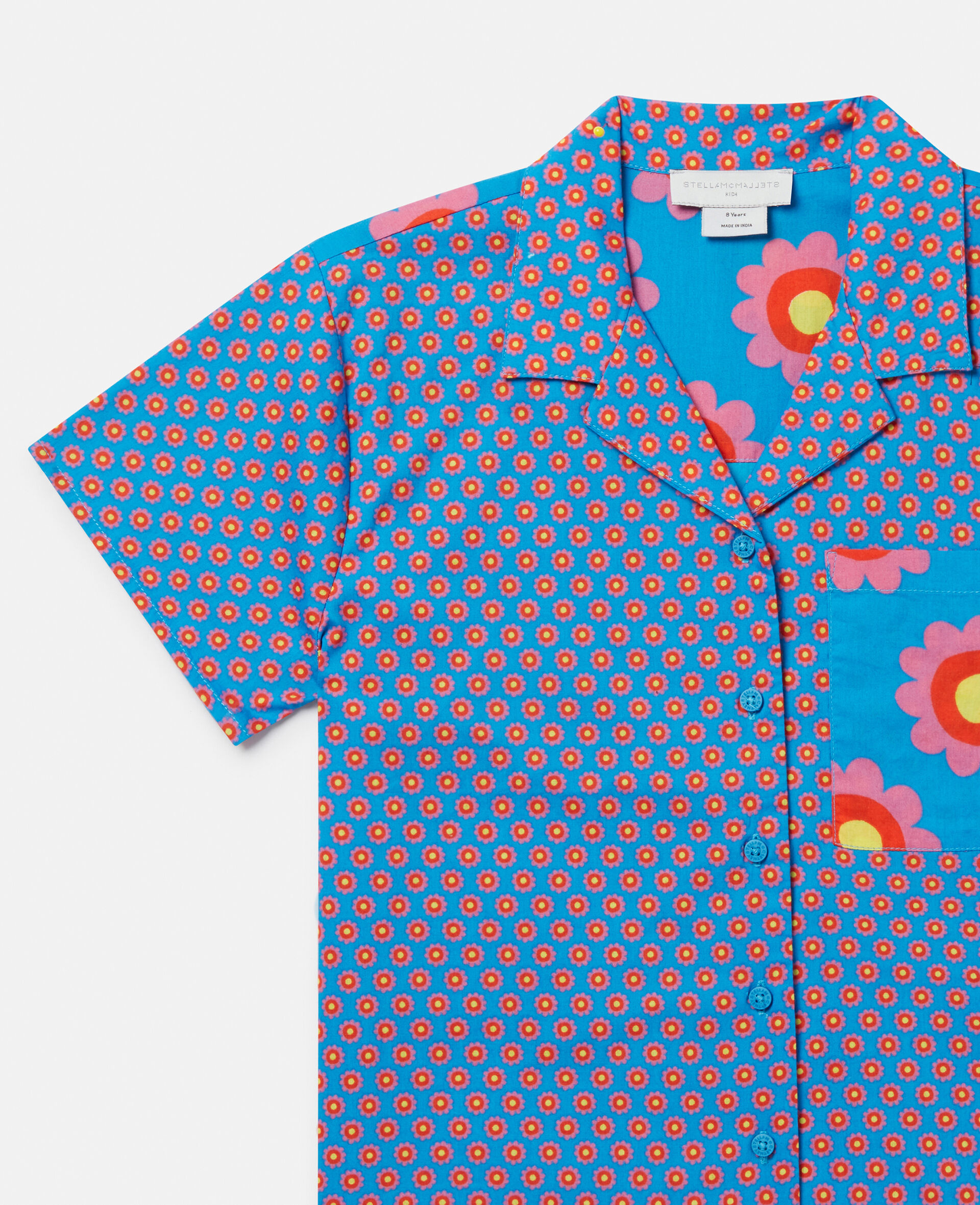 Graphic Flower Print Shirt-Blue-large image number 1