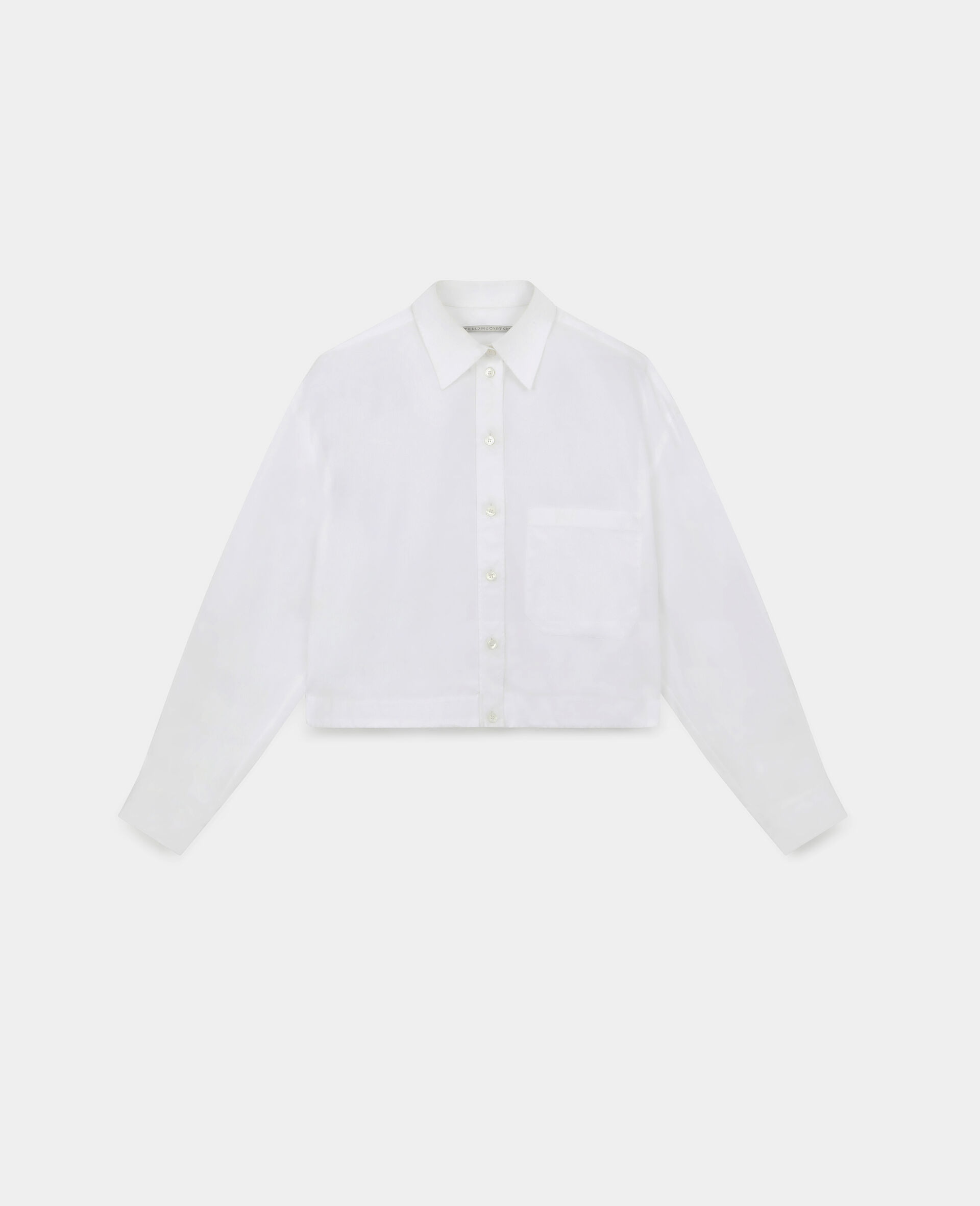 Cropped Cotton Shirt-White-large image number 0