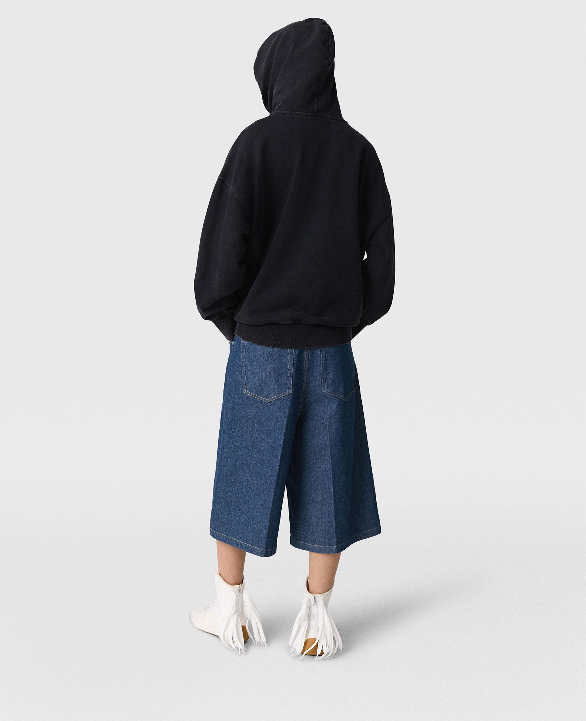 Centre-Pleat Denim Tailored Shorts-Blue-large image number 3