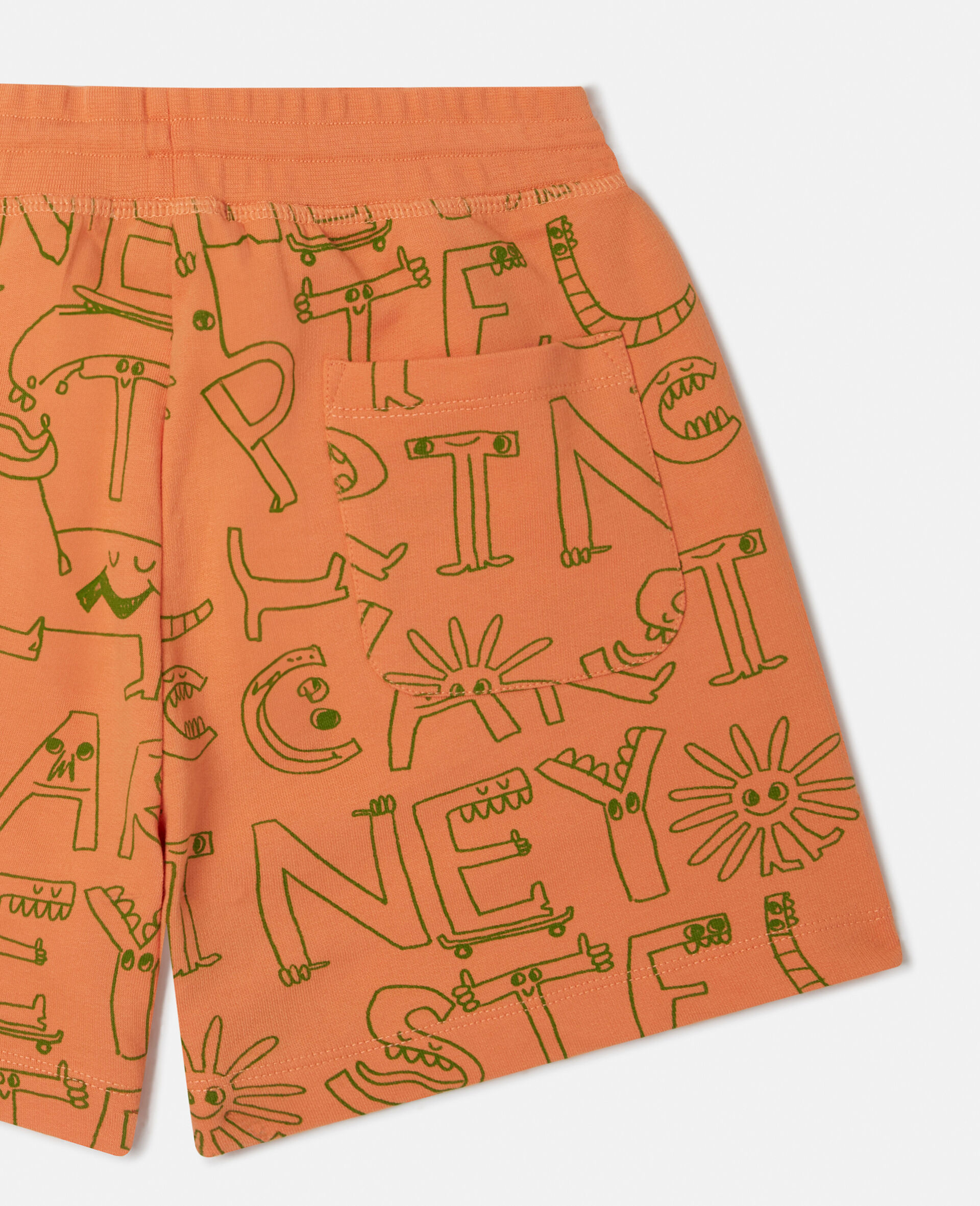 Brand Lettering Print Shorts-Orange-large Brand Lettering Print Shorts-Orange-large image number 3