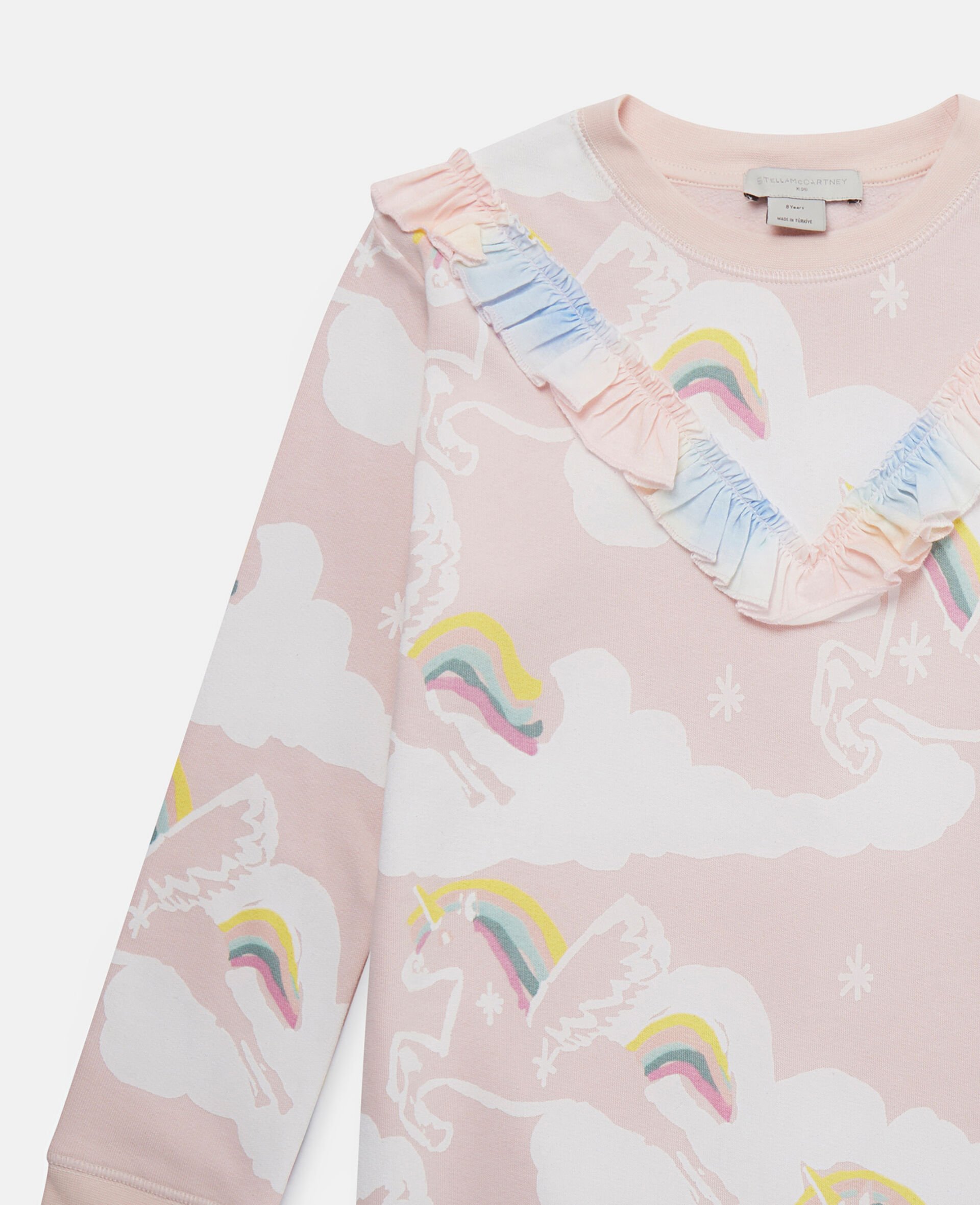 Rainbow Unicorn Cloud Print Sweater Dress-Blue-large image number 1