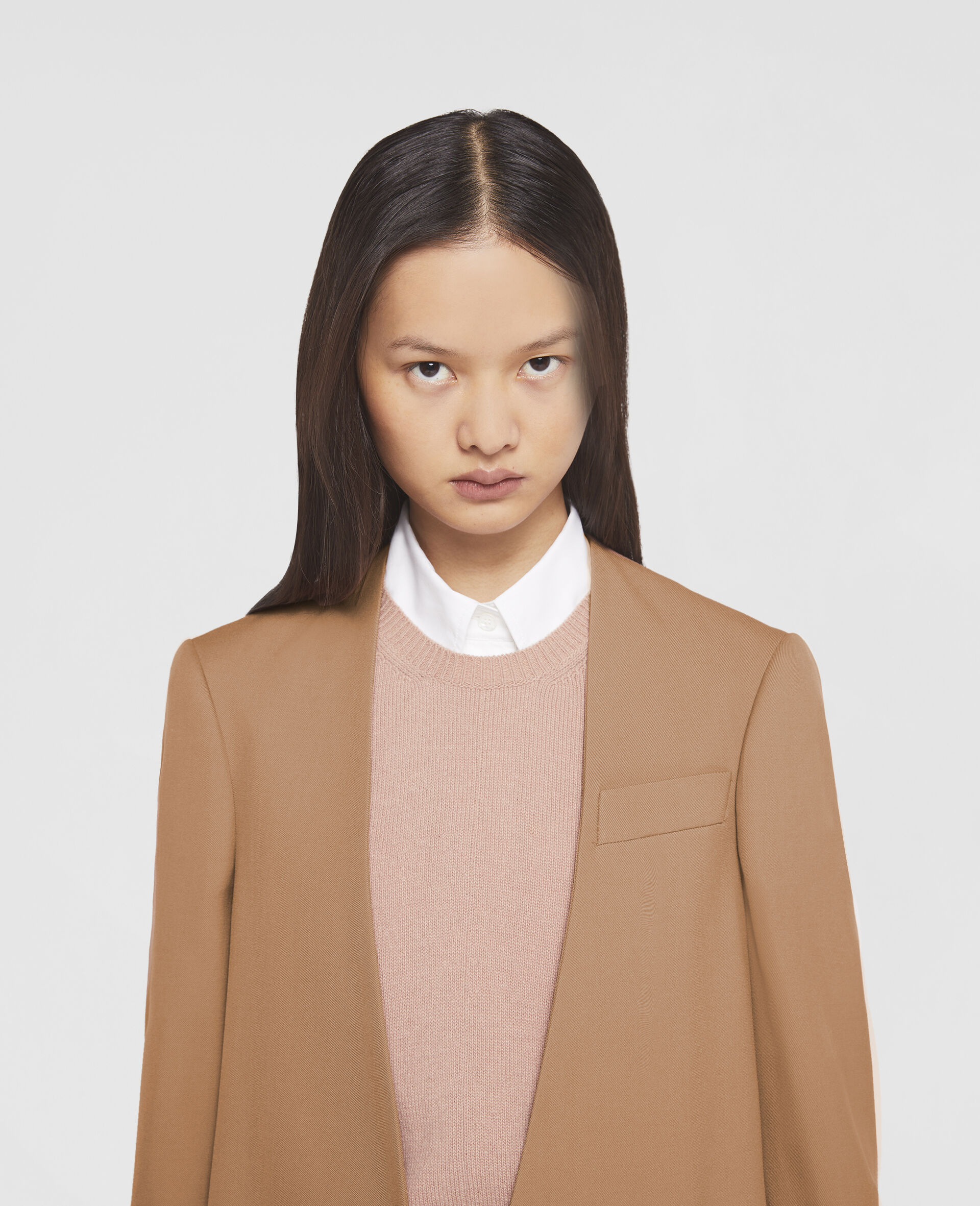 Single-Breasted Wool Tailored Jacket-Brown-large image number 3