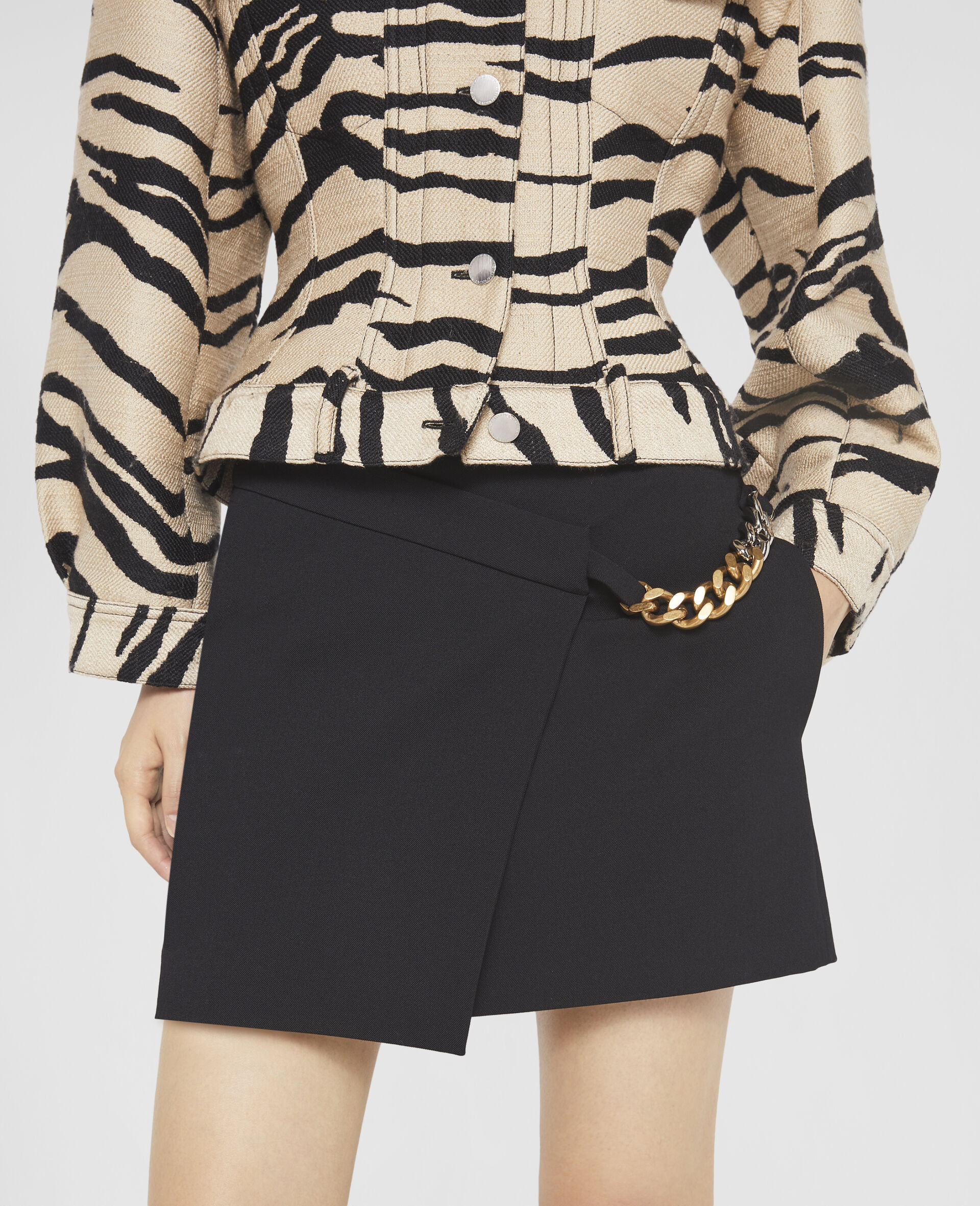 Falabella Chain Wrap Mini Skirt-Black-large image number 3