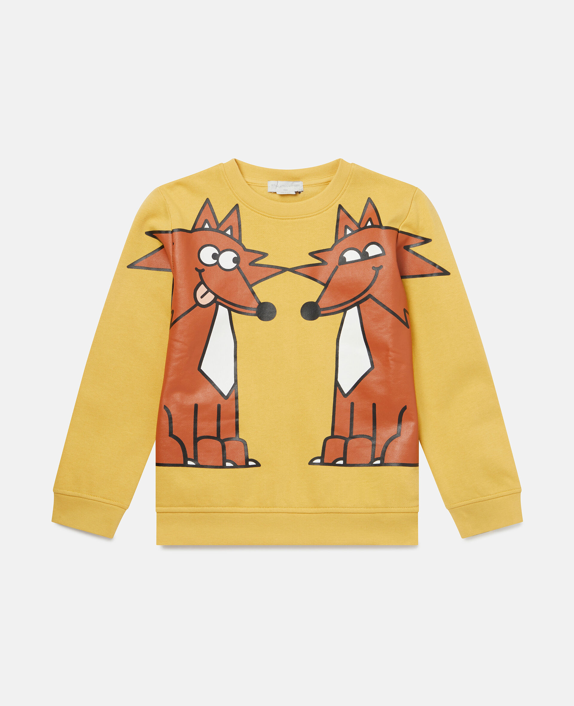 Double Fox Print Cotton Fleece Sweatshirt-Yellow-large image number 0