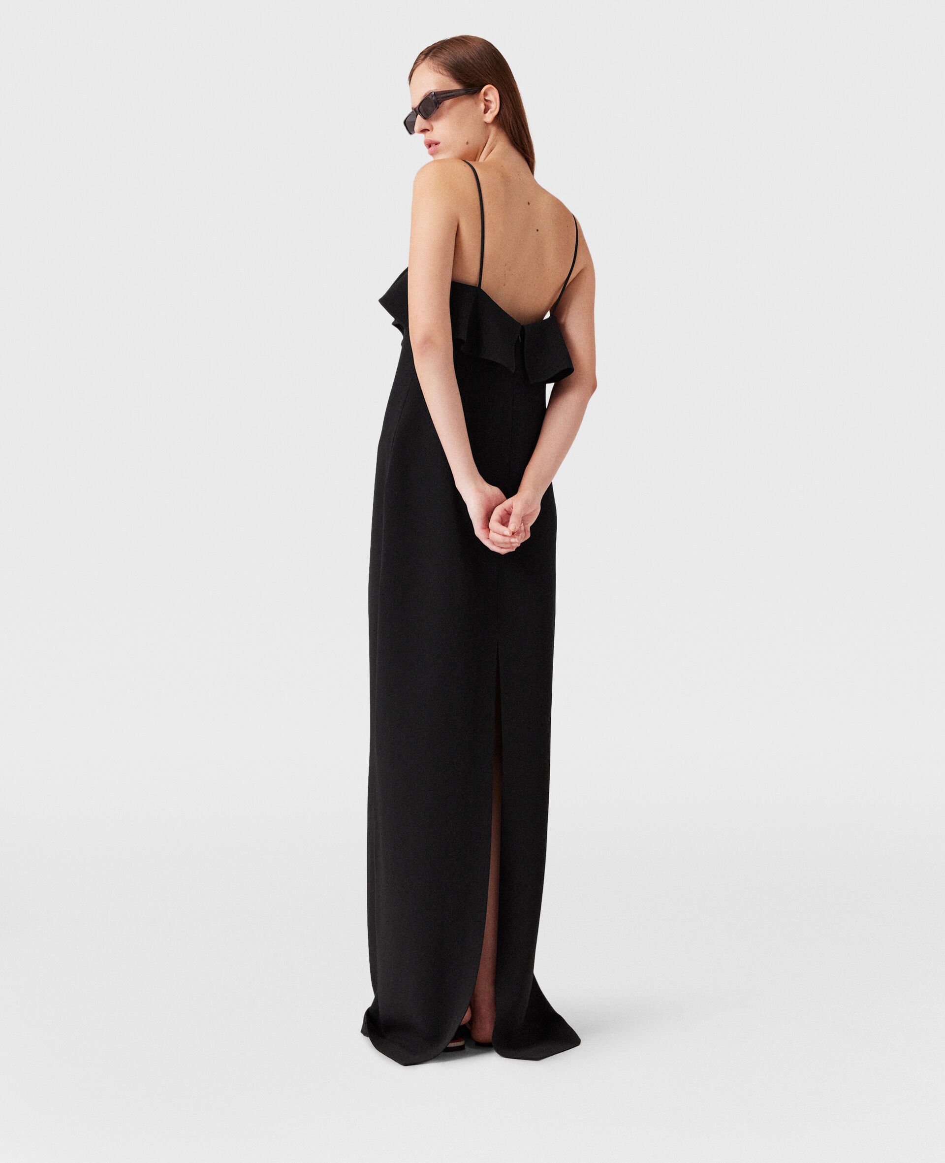 Ruffle Tier V-Neck Dress-Black-large Ruffle Tier V-Neck Dress-Black-large image number 4