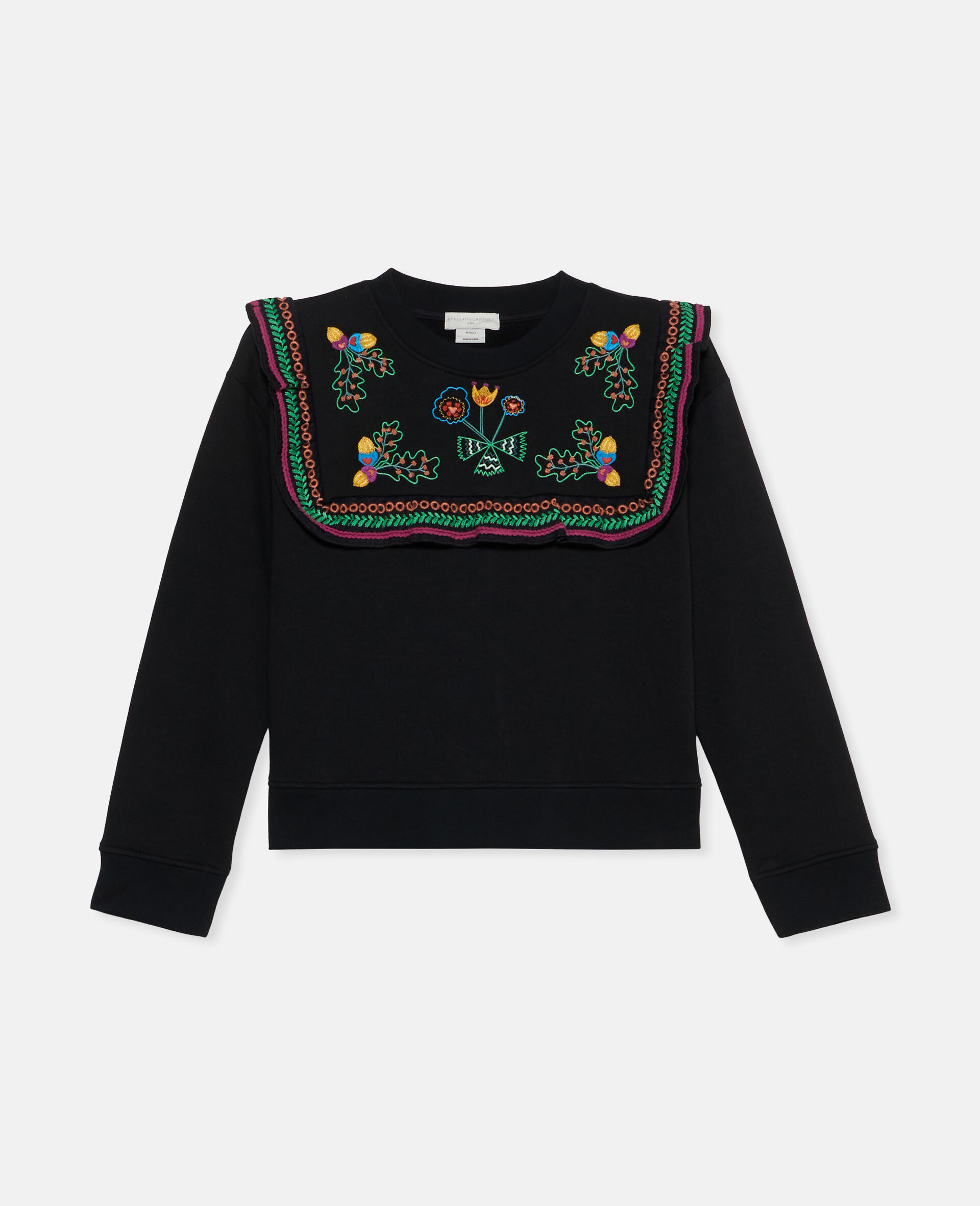 Acorn Embroidery Collared Sweatshirt-Black-large image number 0