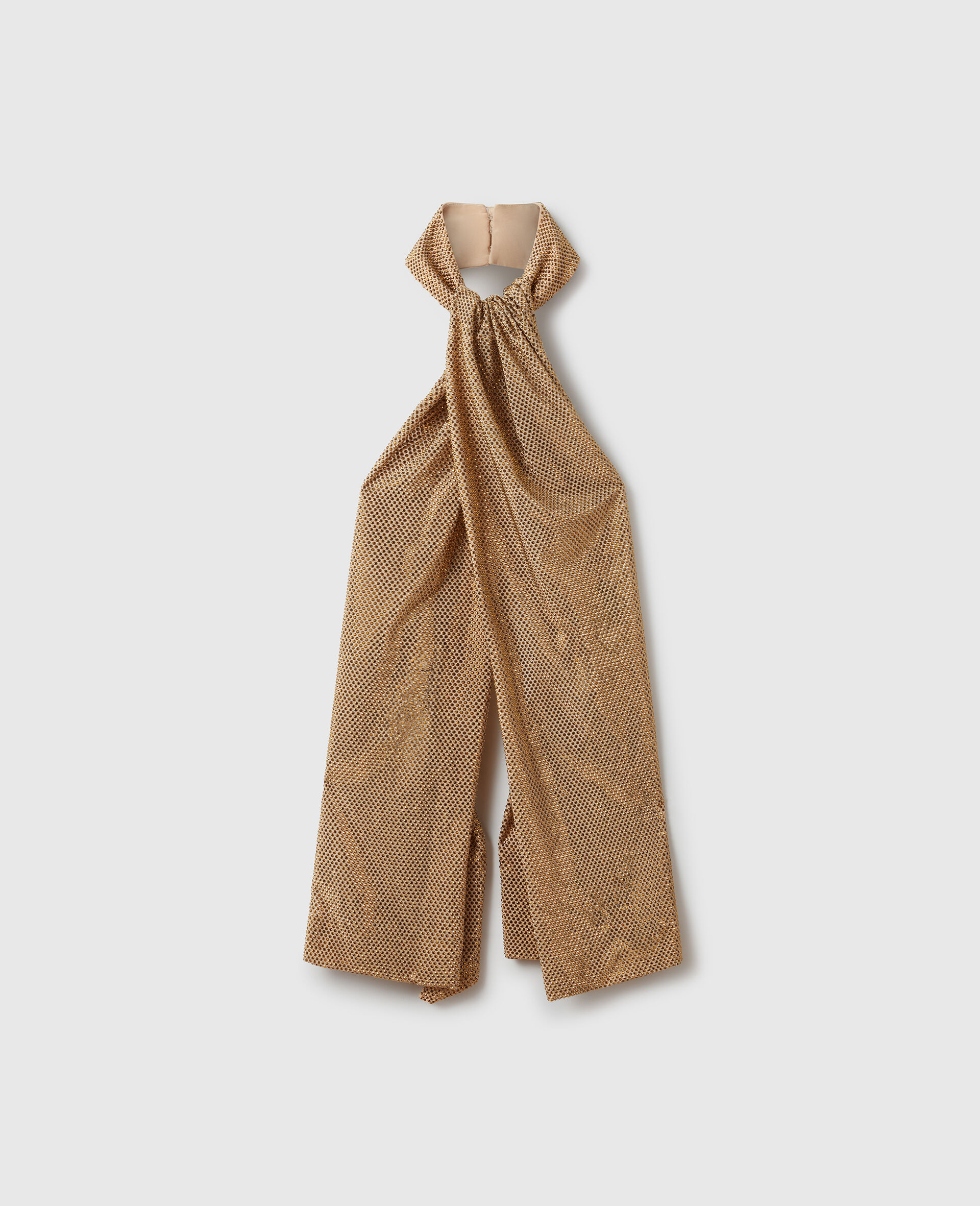 Strassbesetztes Top mit Neckholder-Einsatz-Gold-large image number 0