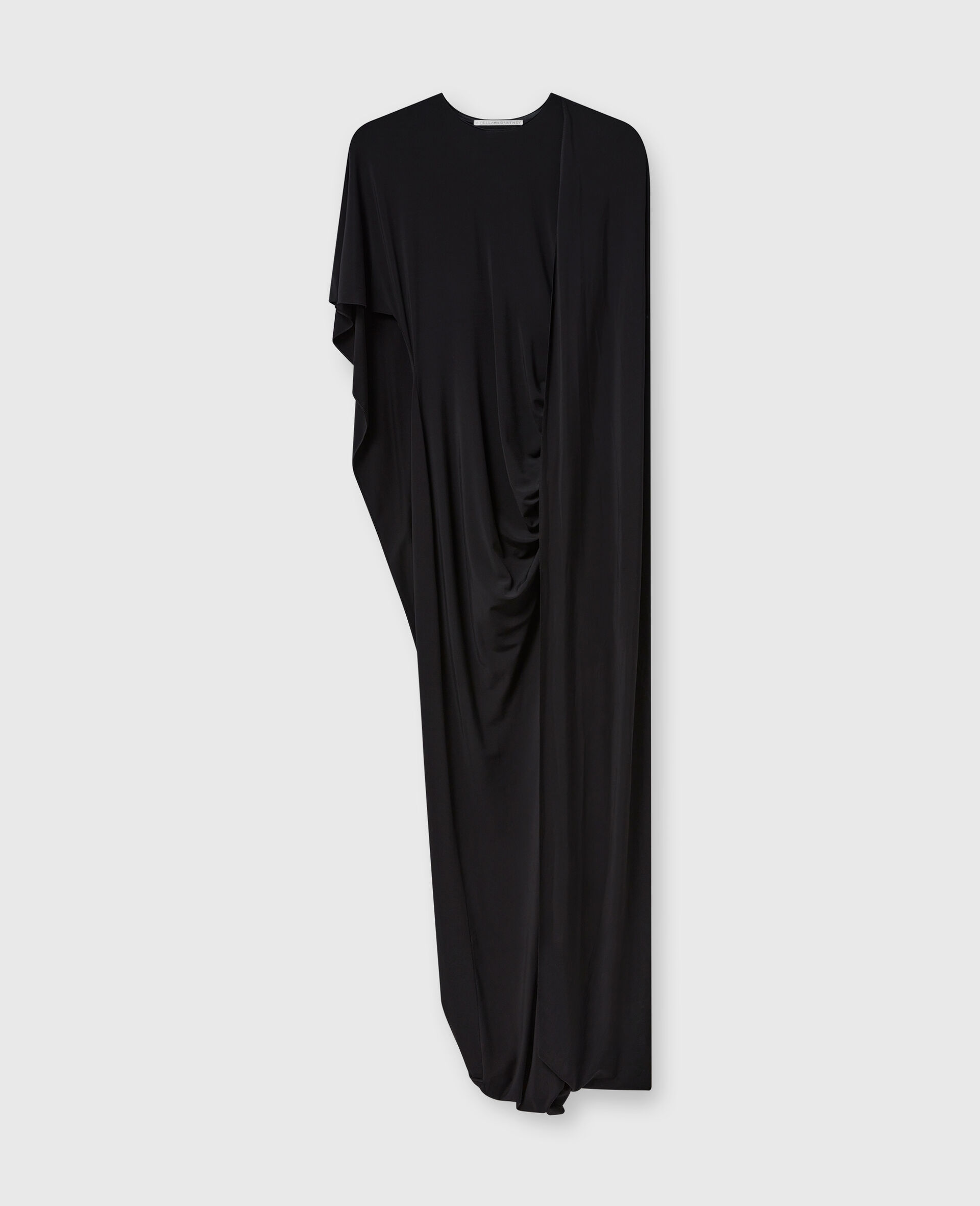 Asymmetric Cape Maxi Dress-Black-medium