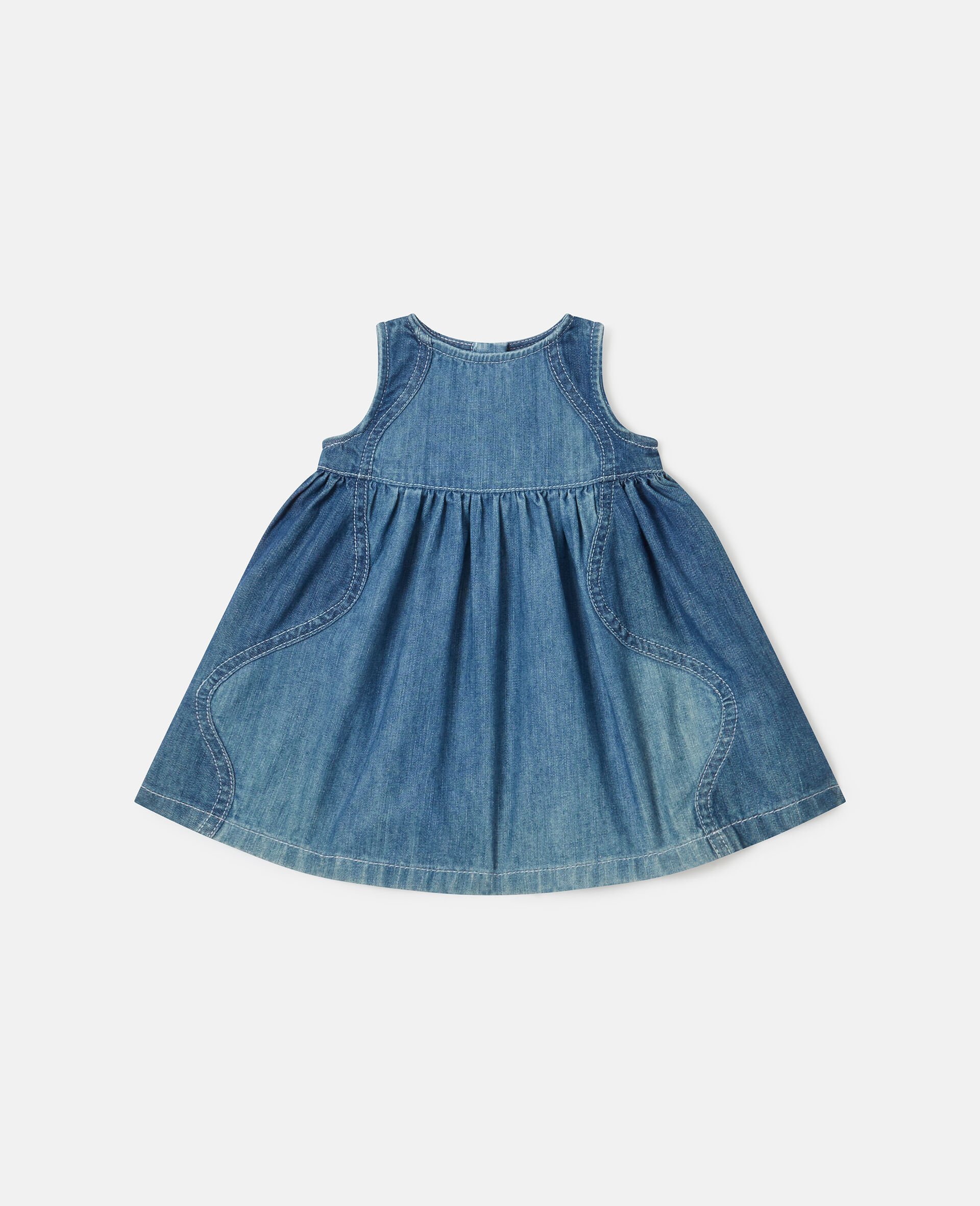 Denim Tiered Dress-Multicolour-medium