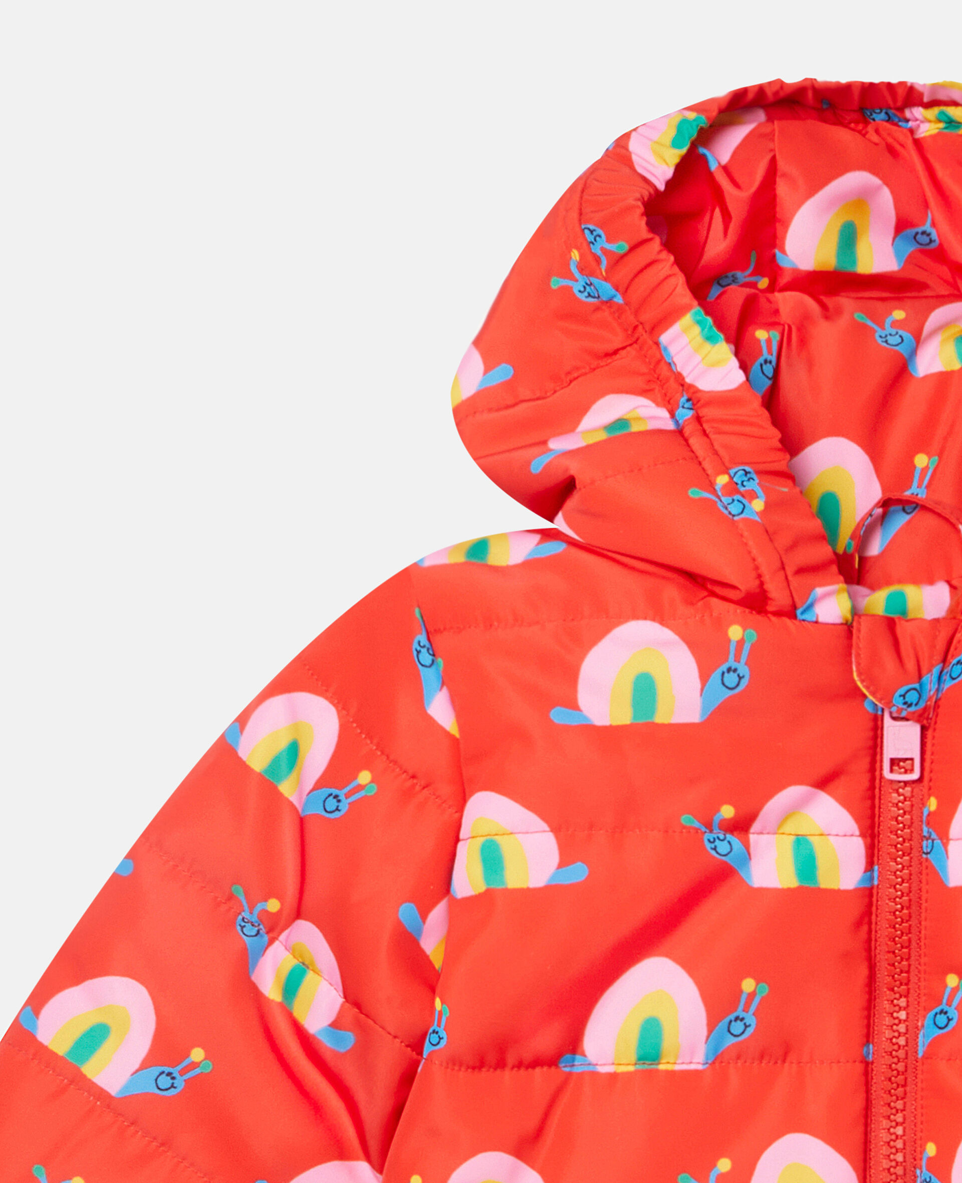 All In One Snail Print Puffer Suit-Red-large image number 1