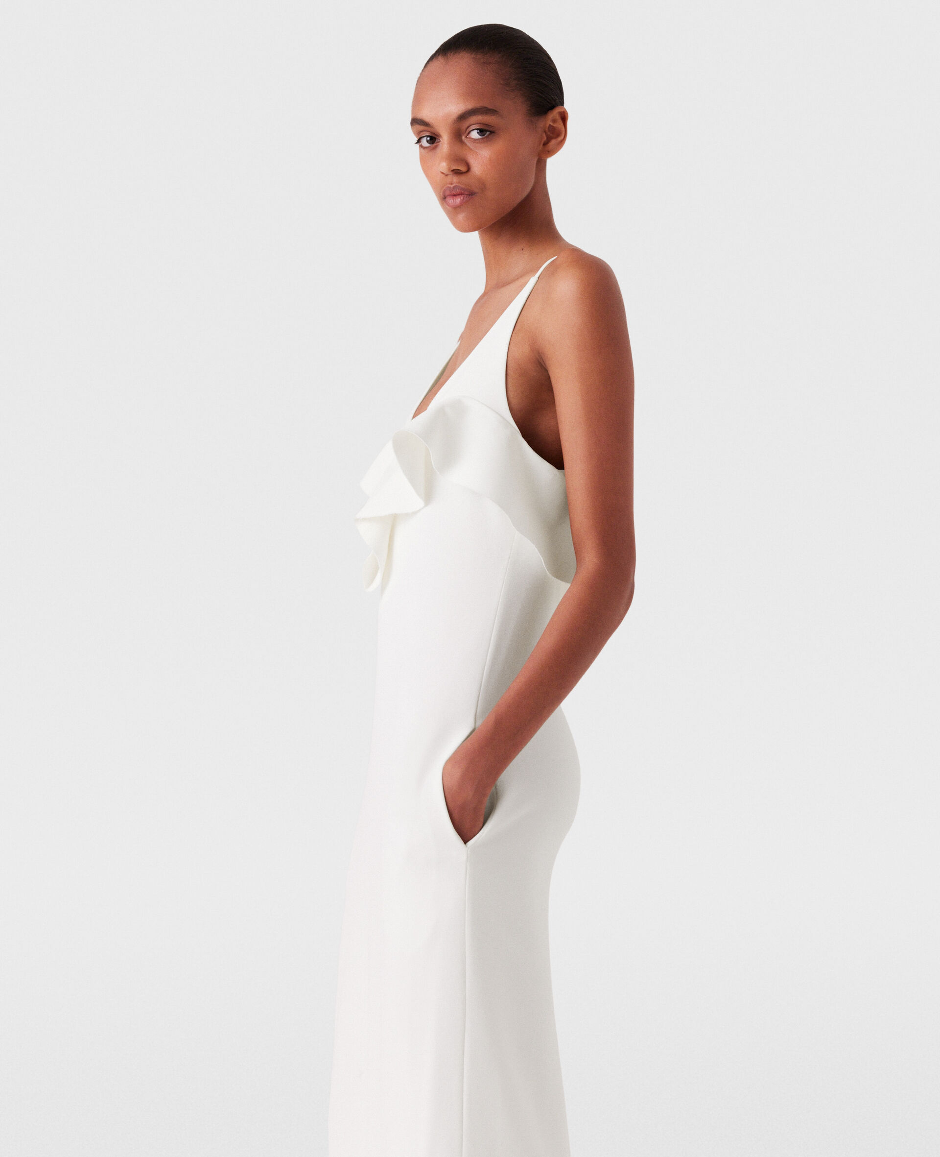 Ruffle Tier V-Neck Dress-Black-large image number 2