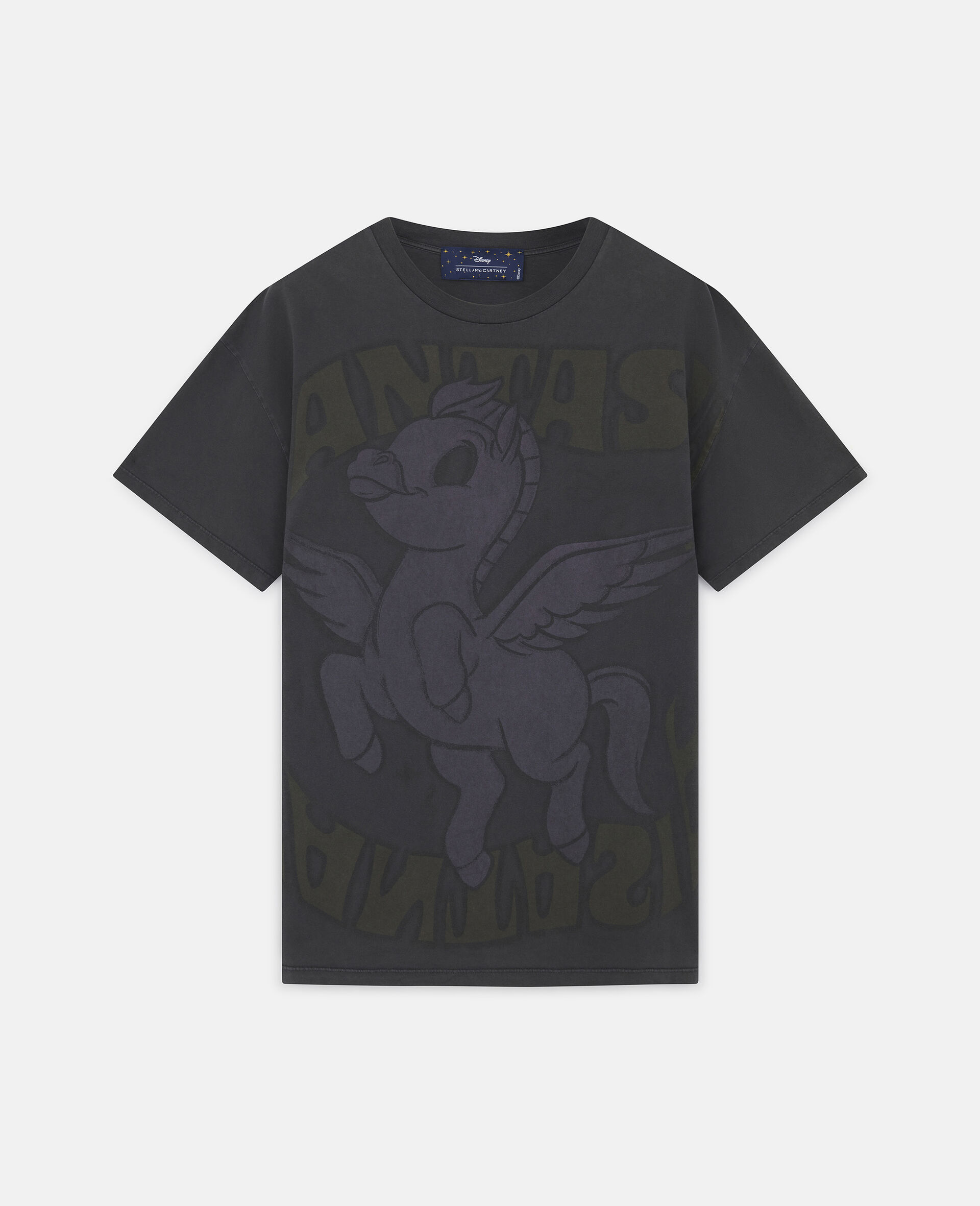 Fantasia Pegasus Washed Print T-Shirt -Black-large