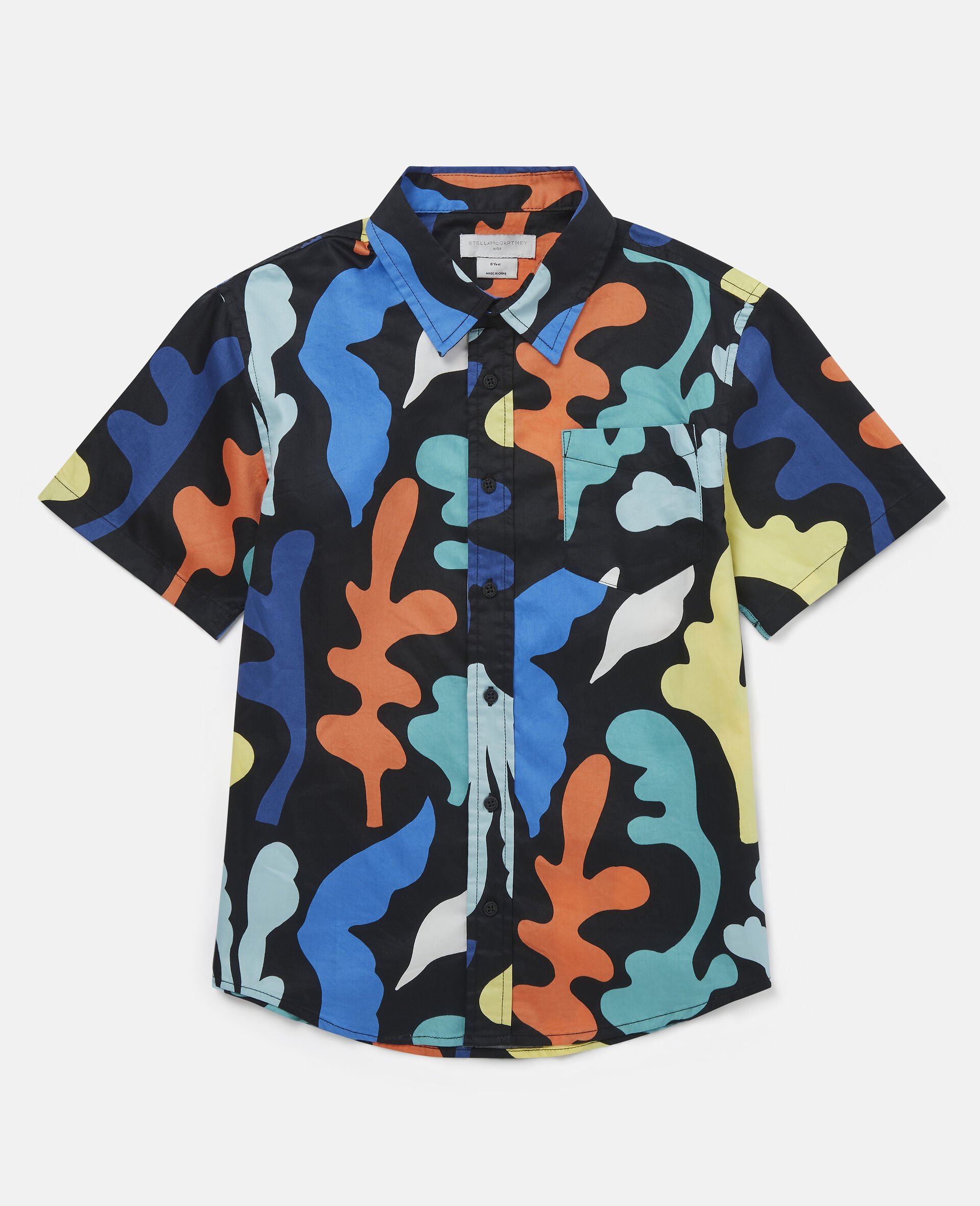 Chemise en satin de coton &agrave; imprim&eacute; algue-Noir-large image number 0