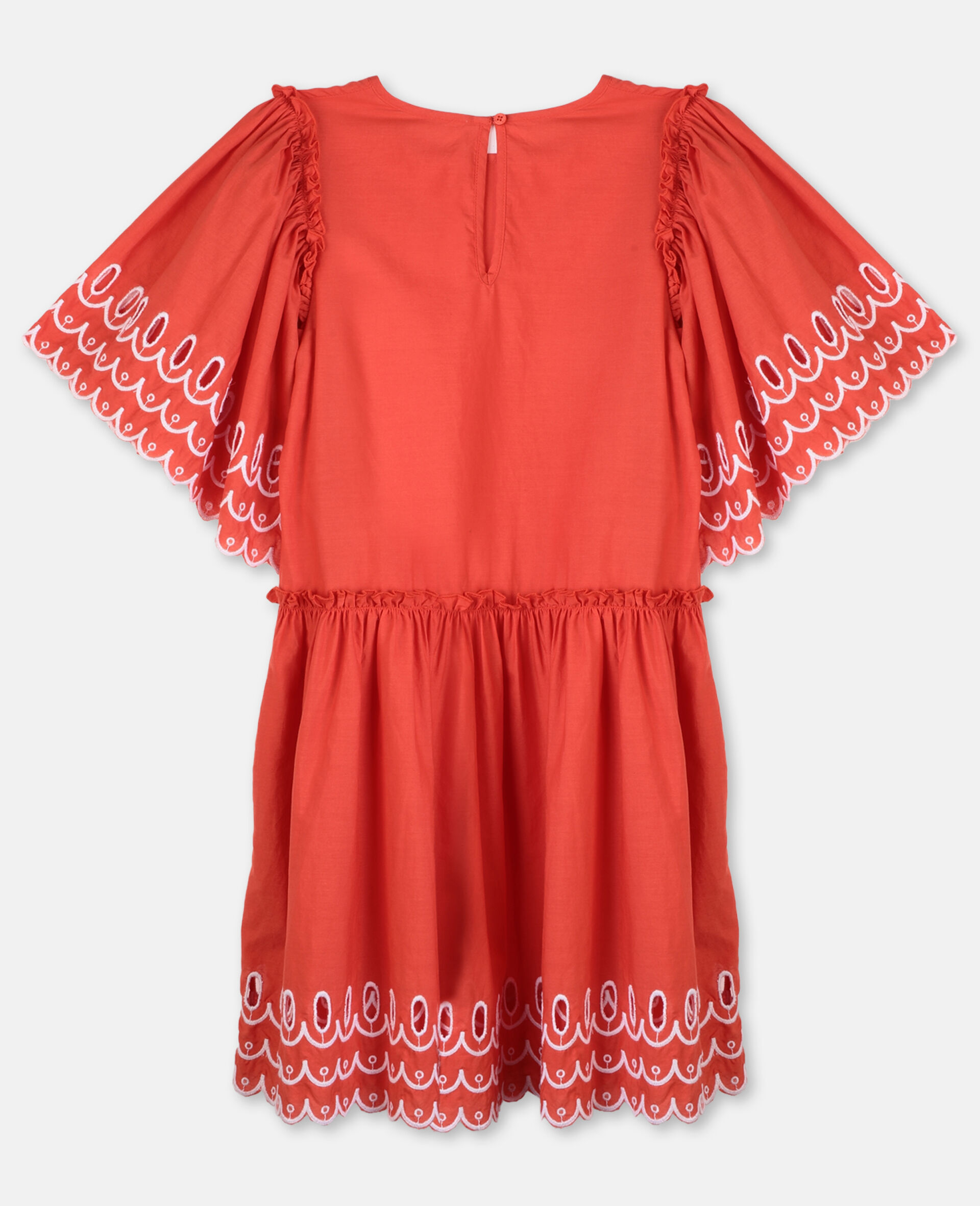 Scalloped Cotton Dress-Red-large image number 3