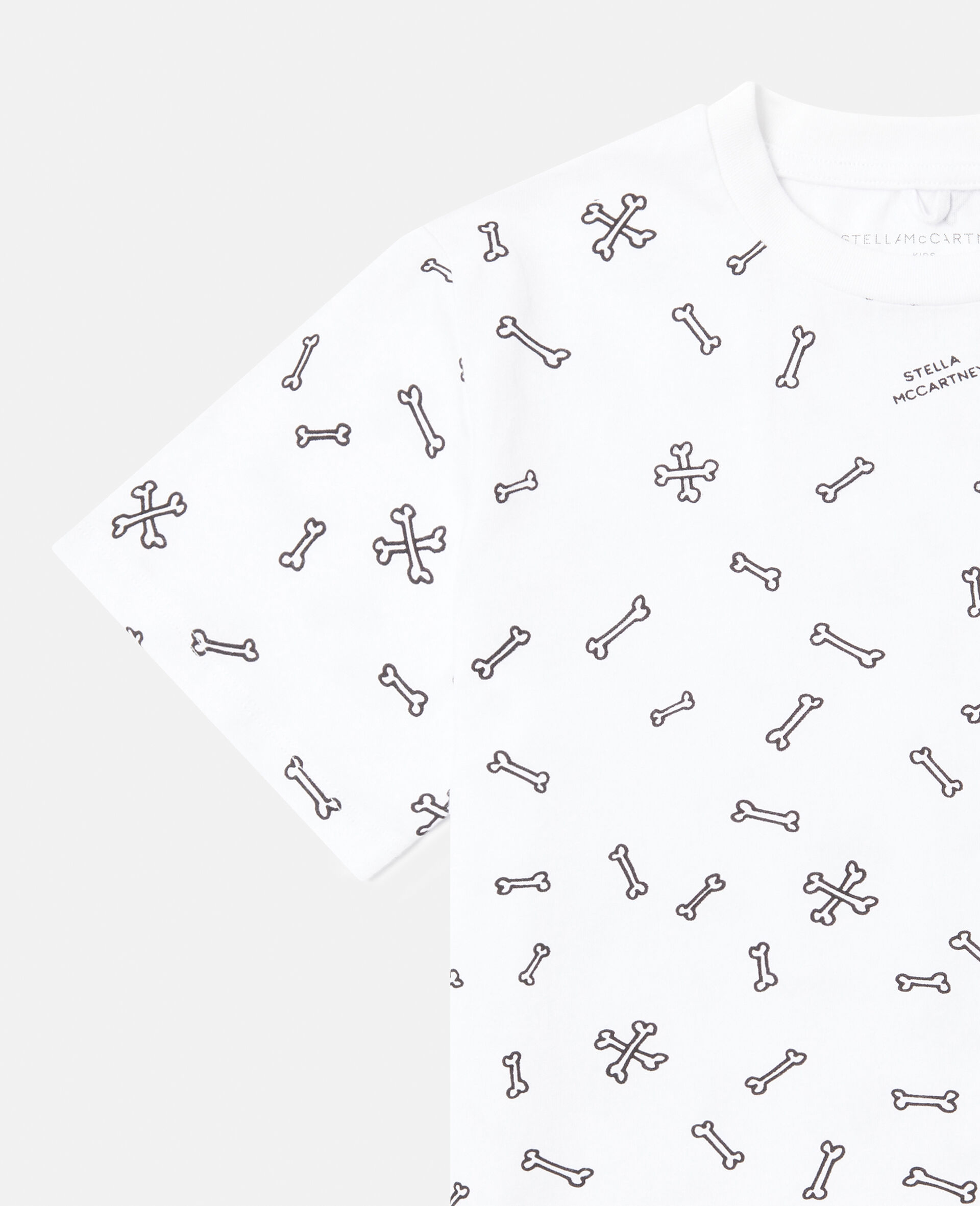 Bones Print T-Shirt-White-large image number 1