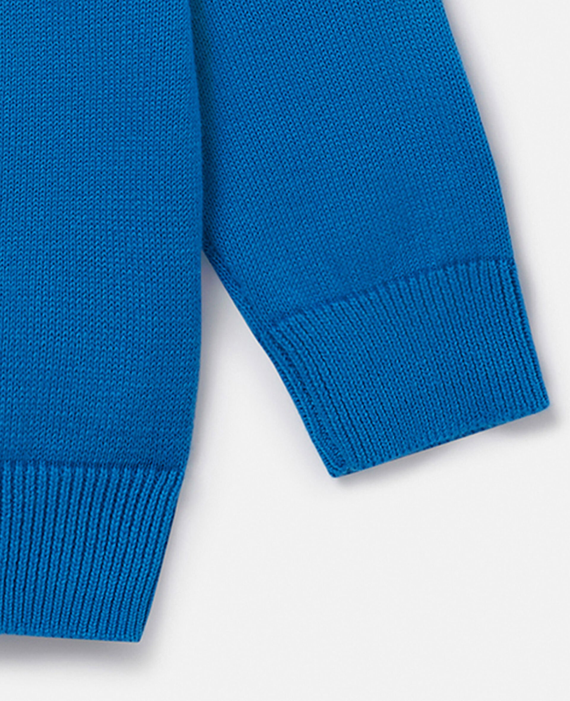 Fringed Monkey Intarsia Knit Jumper-Blue-large image number 3