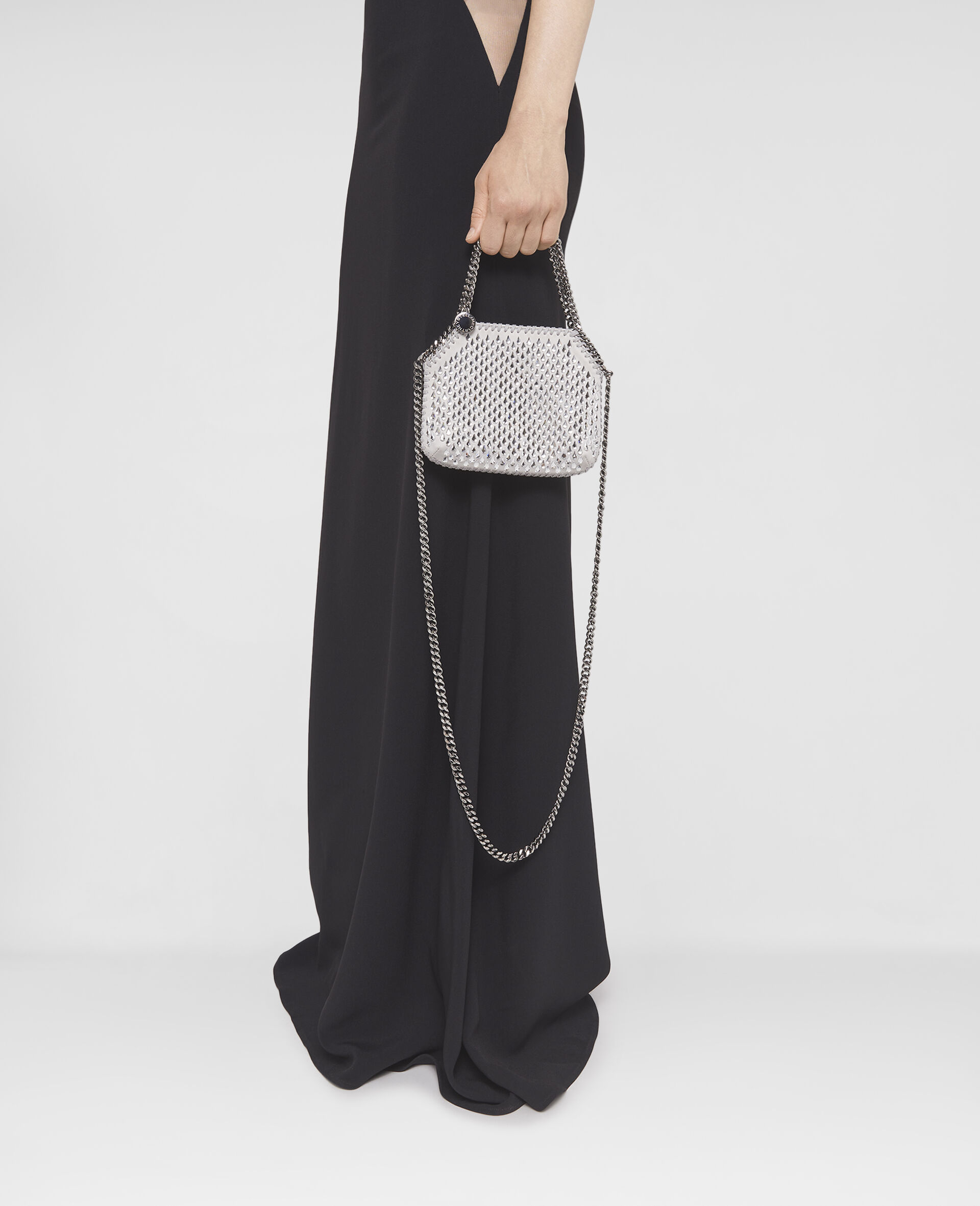 Falabella Crystal Mesh Mini Tote Bag-Grey-model
