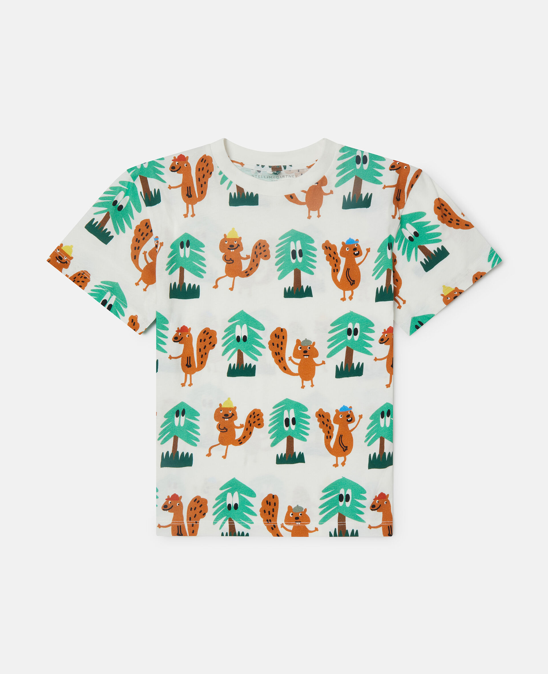 Squirrel Print T-Shirt-White-medium