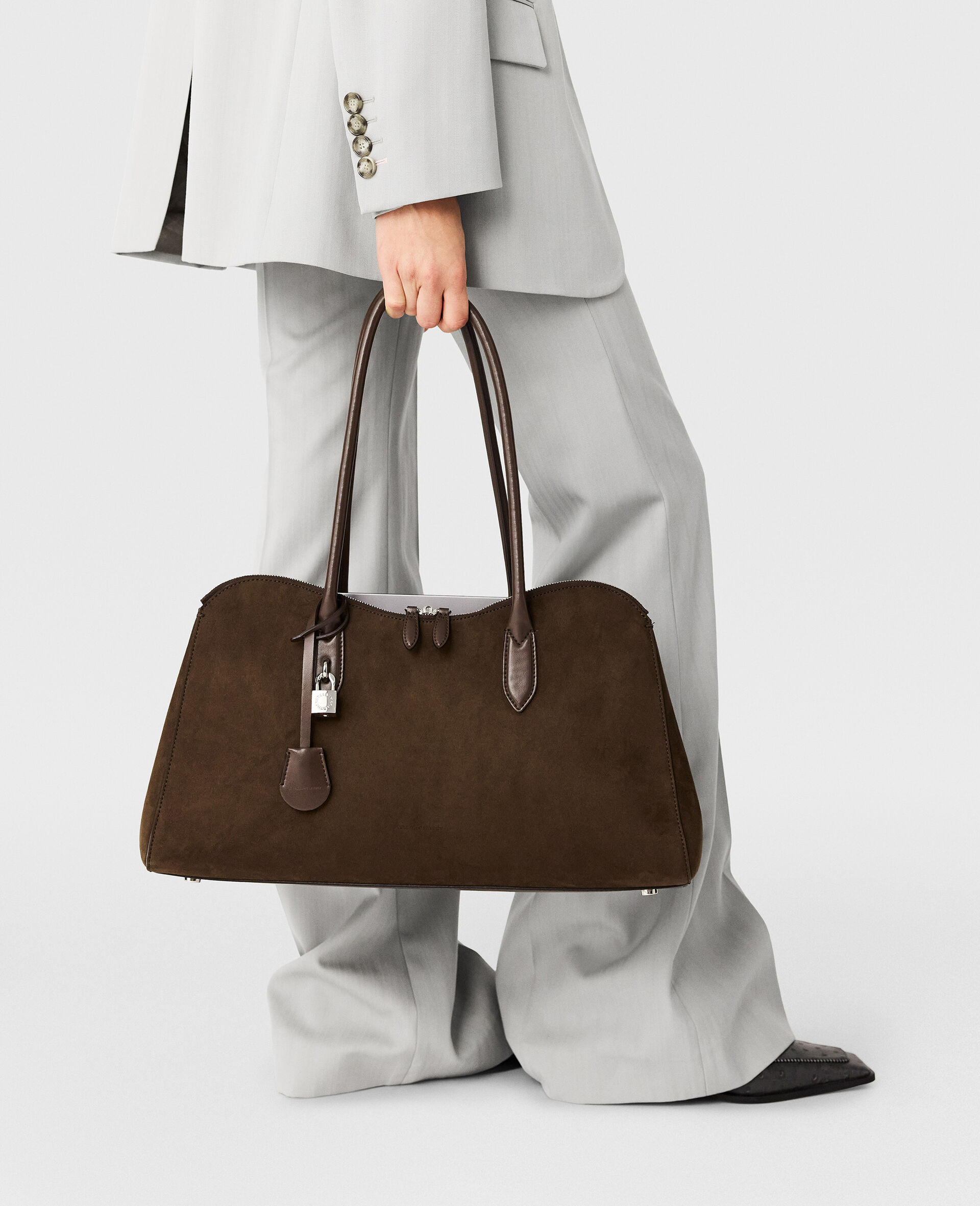 Borsa Tote Ryder in Suede-Marrone-medium