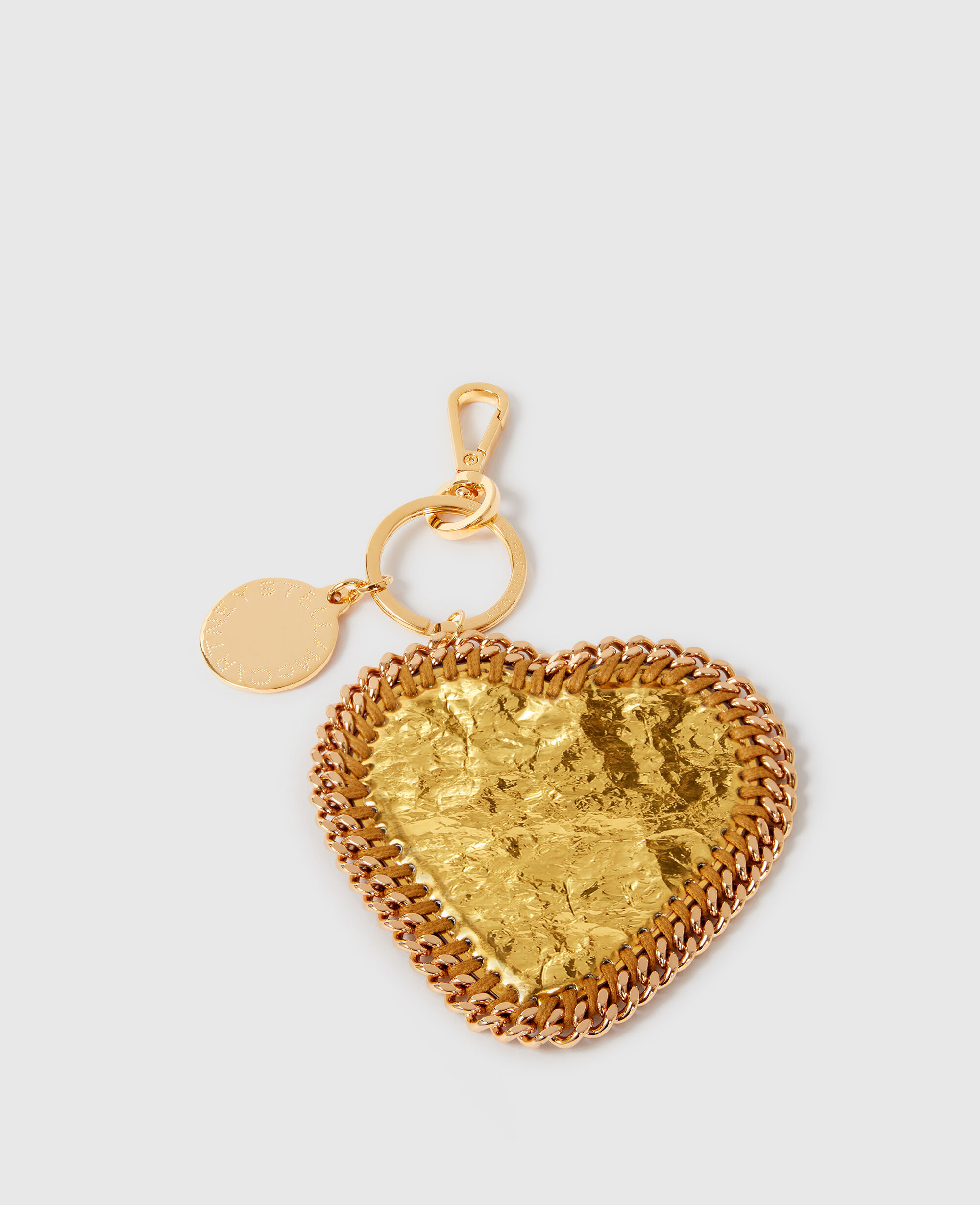 【Stella McCartney】UK発 ハート チャーム キーリング ゴールド Women ゴールド クリンクル メタリック ファラベラ ハート