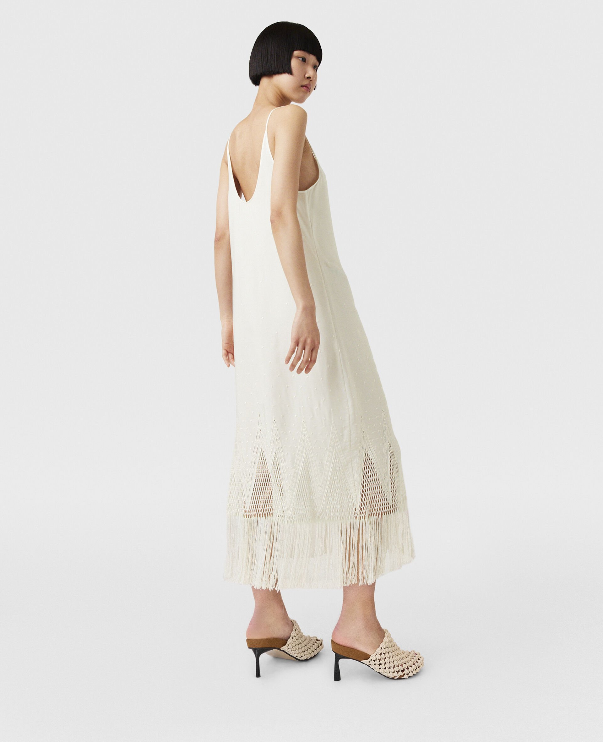 Open-Knit Fringe Midi Dress-Cream-large image number 3