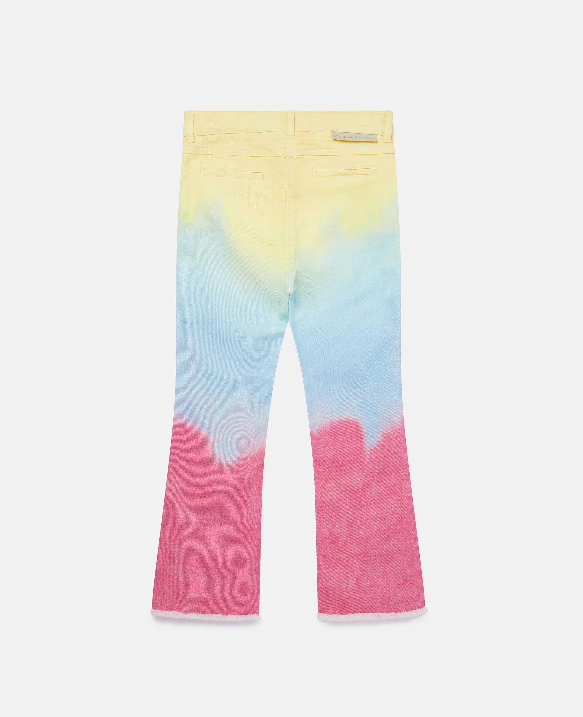Tie Dye Flared Cropped Denim Trousers-Multicoloured-large image number 2