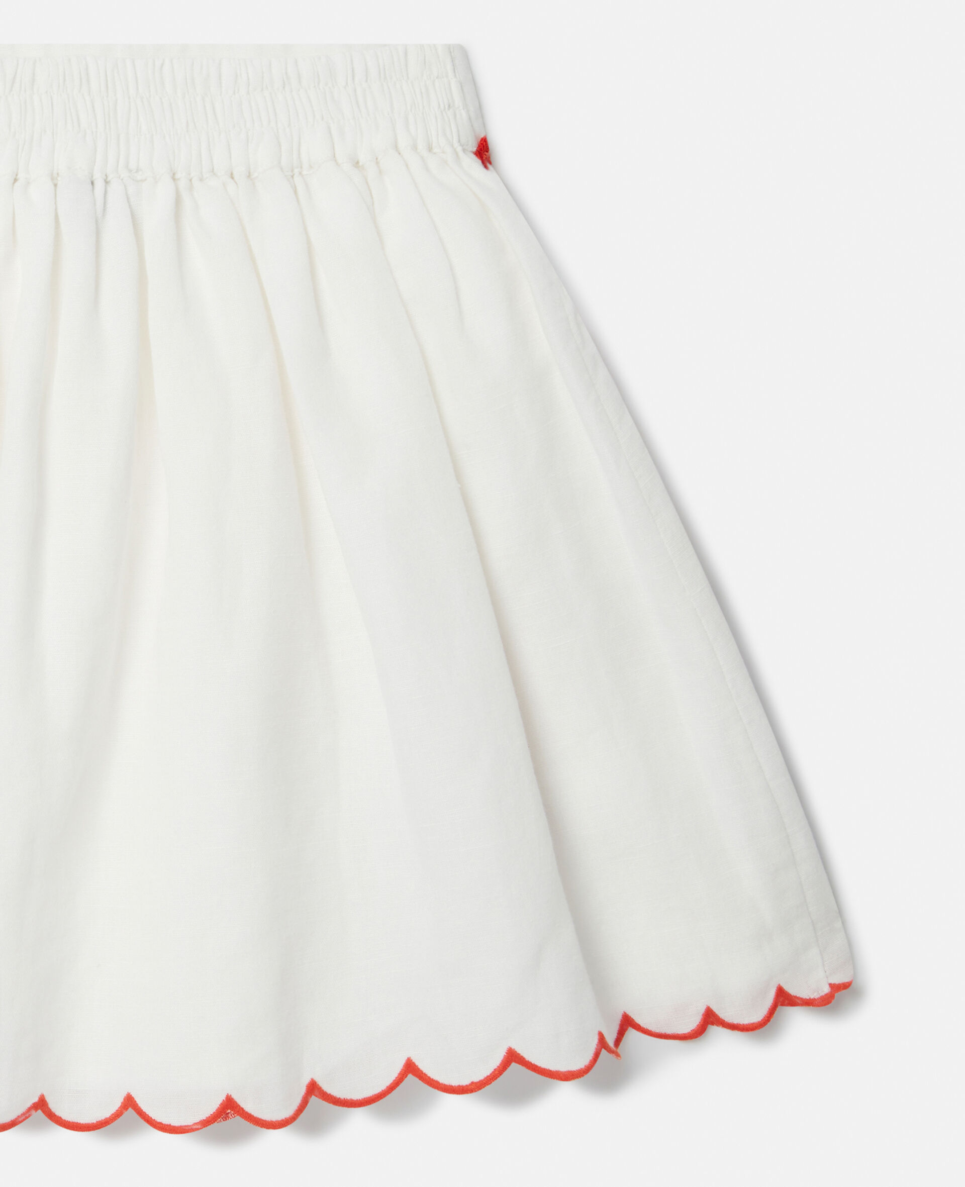 Strawberry Embroidered Scalloped Trim Skirt-Cream-large image number 3